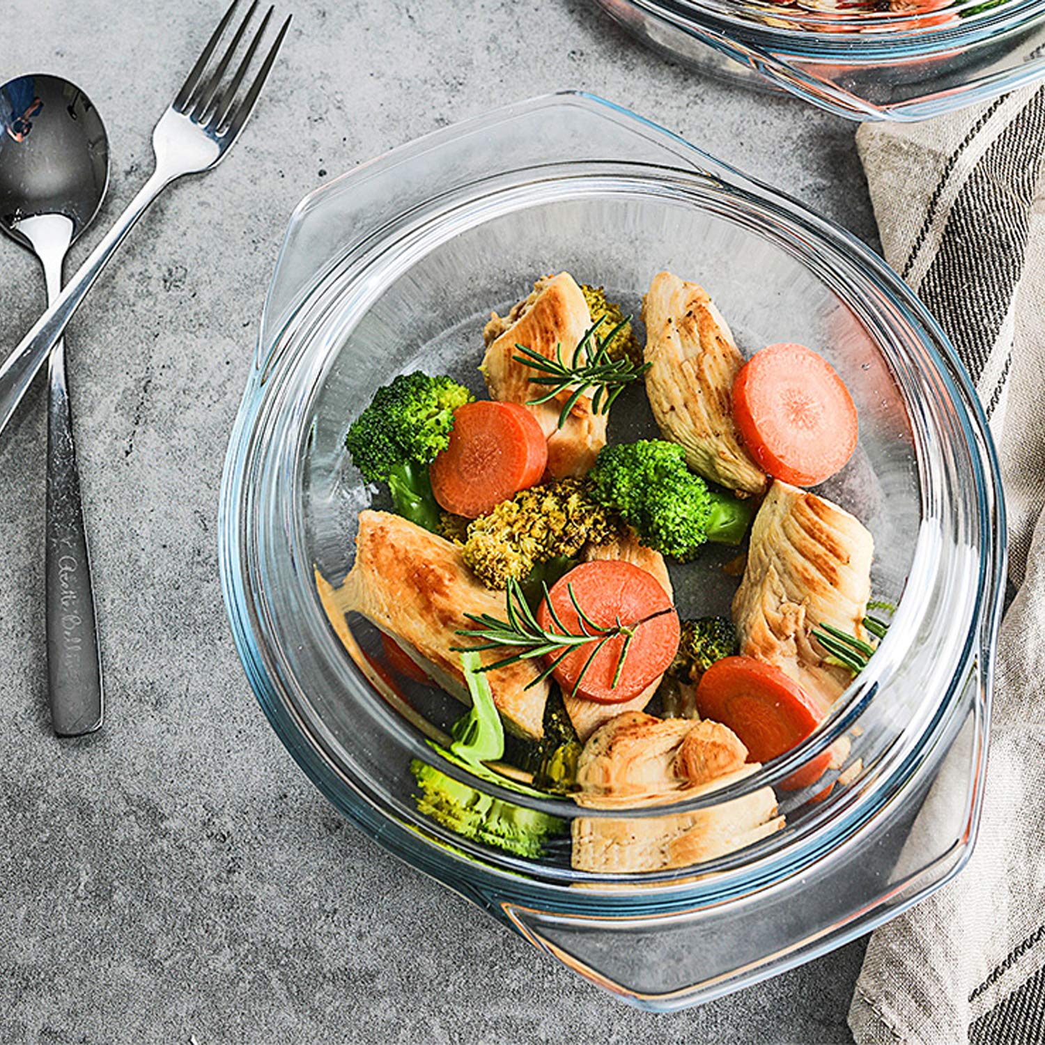 Clear Round Glass Casserole Dish with Lid - 1.5L Non-Plastic Oven-Safe Baking Bowl | Microwave, Freezer & Dishwasher Safe | Perfect for Casseroles, Lasagna & Meal Prep