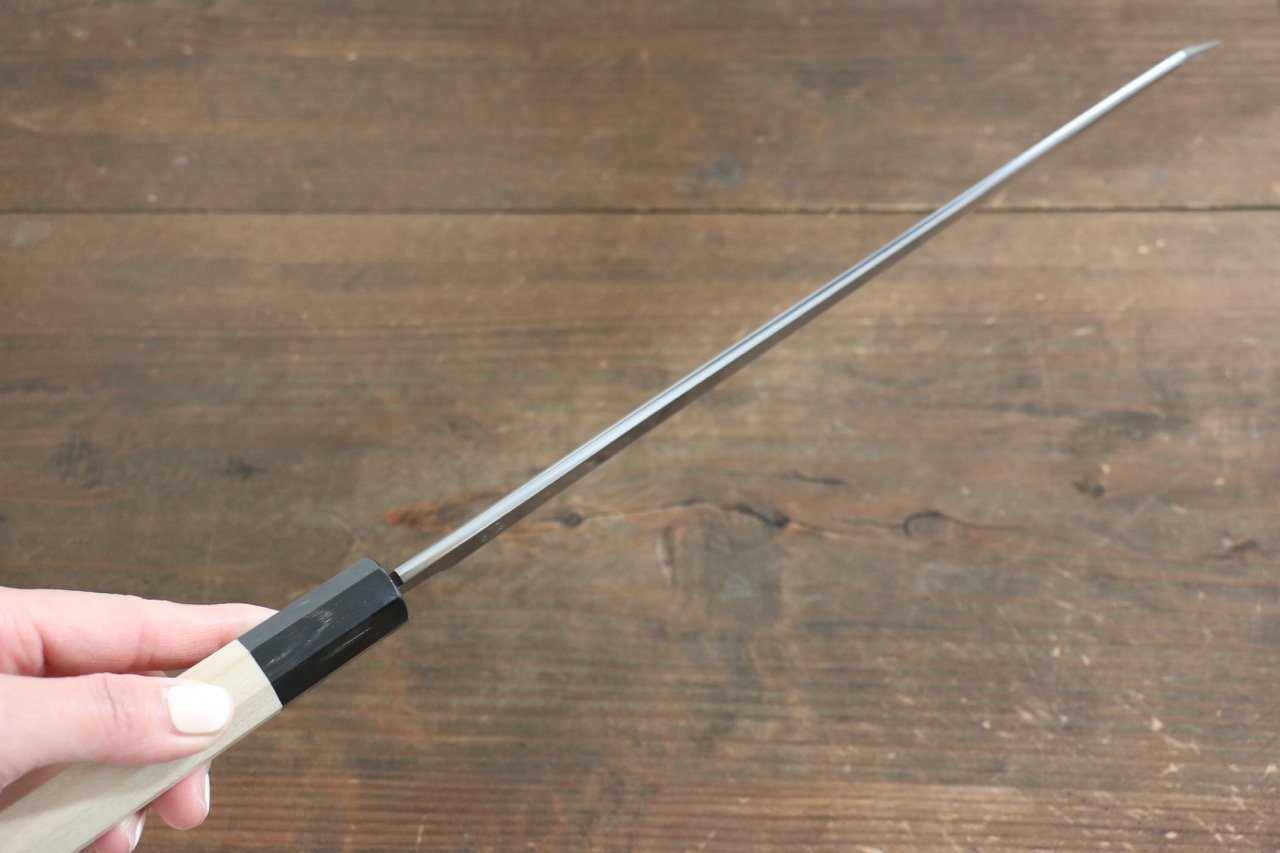 Premium Choyo White Steel Kengata Yanagiba 300mm Japanese Sushi Knife - Mirror Polished Blade with Magnolia Wood Handle - Perfect for Sashimi, Sushi Preparation & Professional Chefs