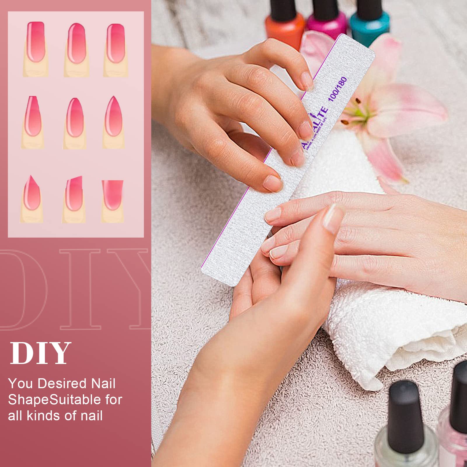 Professional Reusable Nail File - Canvalite Emery Board for Home & Salon (100/180 Grit) - Perfect for Manicures & Pedicures