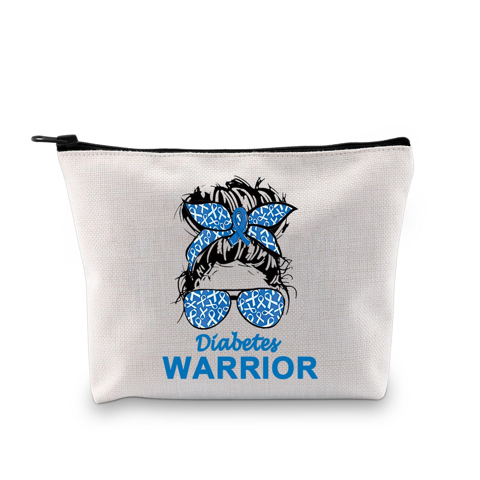XYANFA Diabetic Warrior Makeup Bag - Diabetes Awareness Gift with Zipper Pouch for Medical Supplies & Cosmetics | Perfect for Travel, Daily Essentials & Diabetic Care Organization