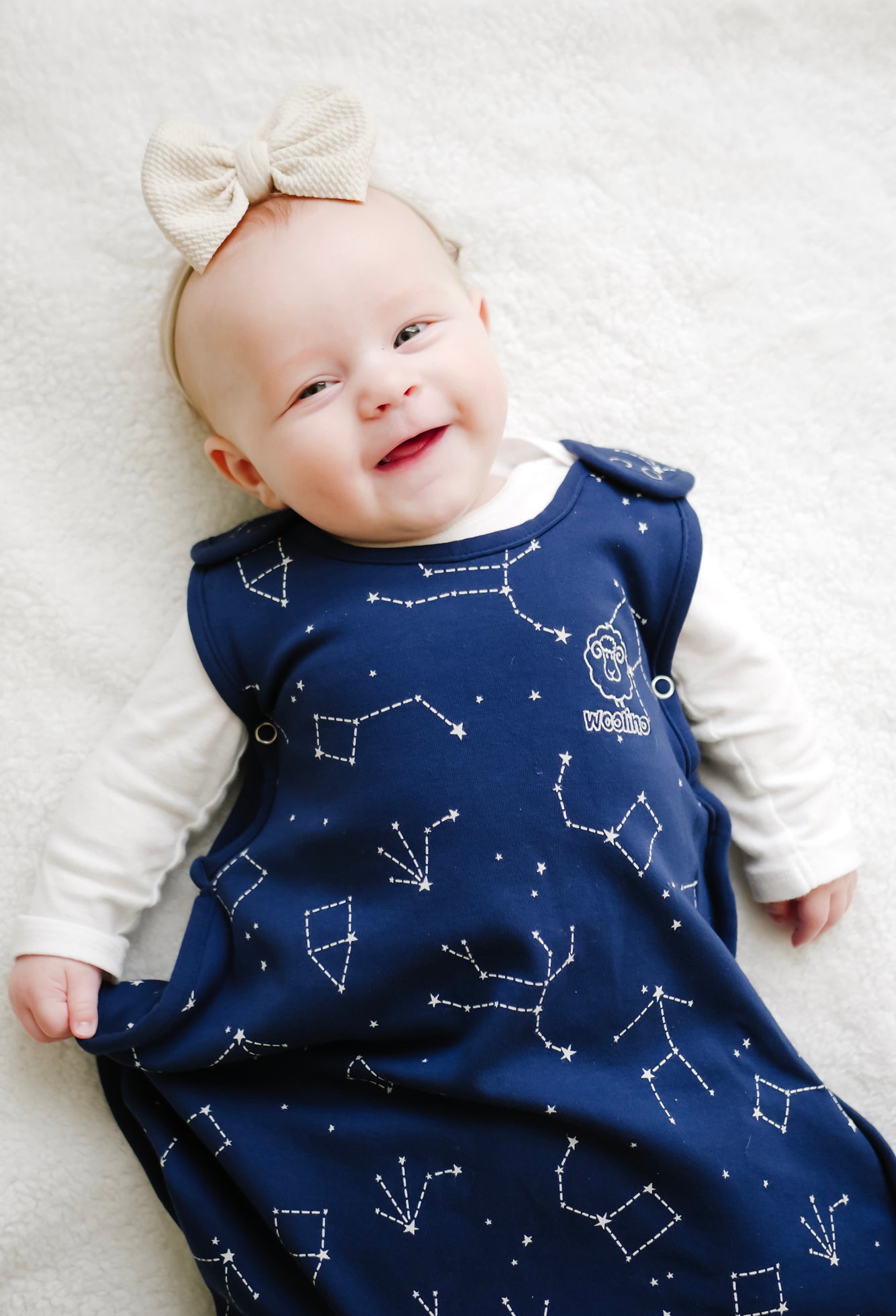 4 Season Baby Sleep Sack - Merino Wool & Organic Cotton for Newborn to 2 Years - Night Sky Design - Perfect for Nursery, Daycare & Travel