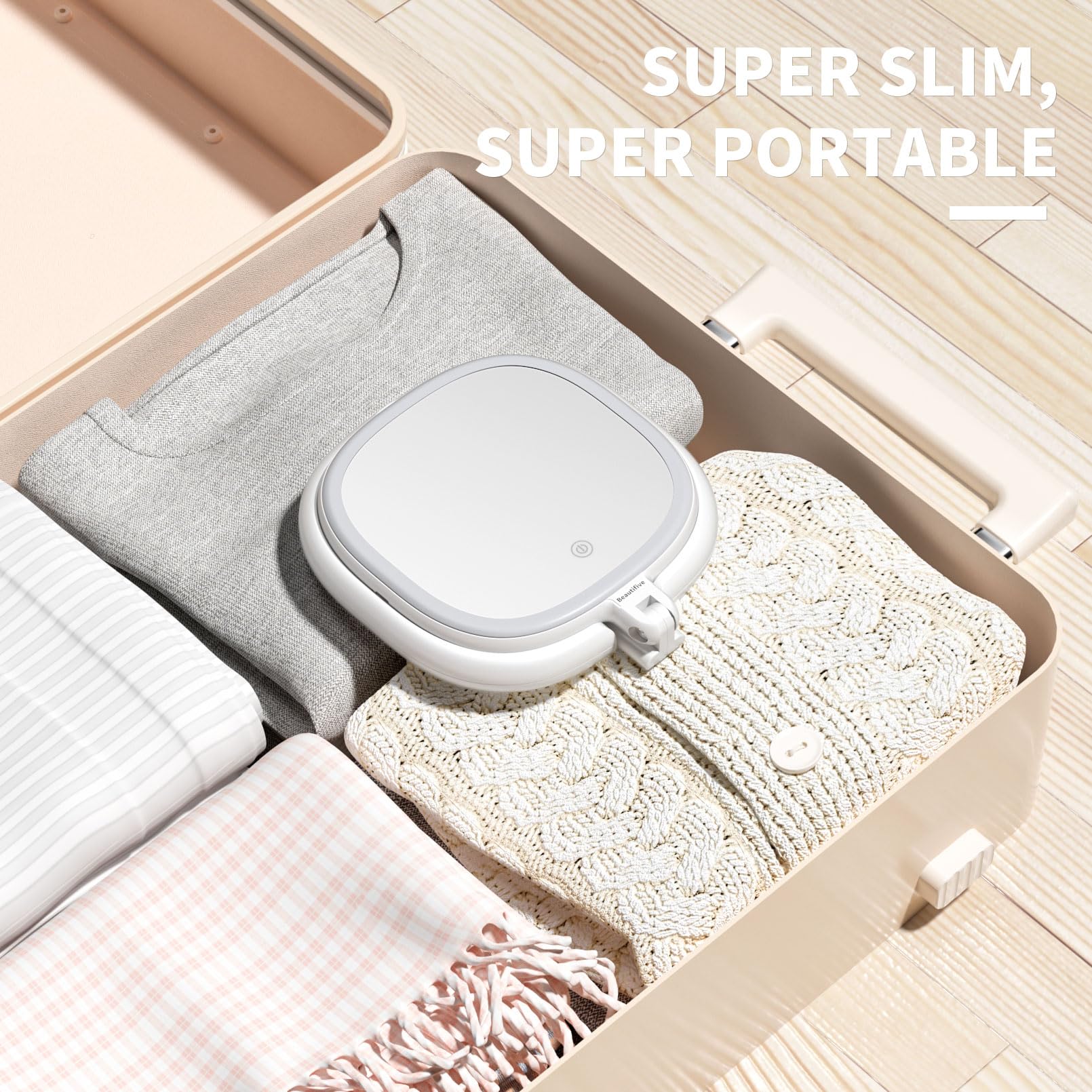 Beautifive LED Illuminated Makeup Mirror with Adjustable Brightness - 180° Swivel & Height Adjustable Double-Sided Magnifying Vanity Mirror for Home, Travel & Professional Makeup Application