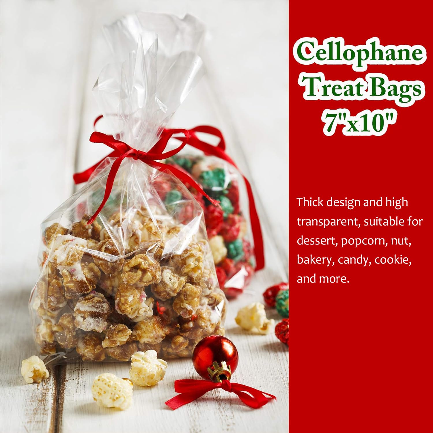 Morepack 200 PCS Clear Cellophane Treat Bags with Twist Ties - 7