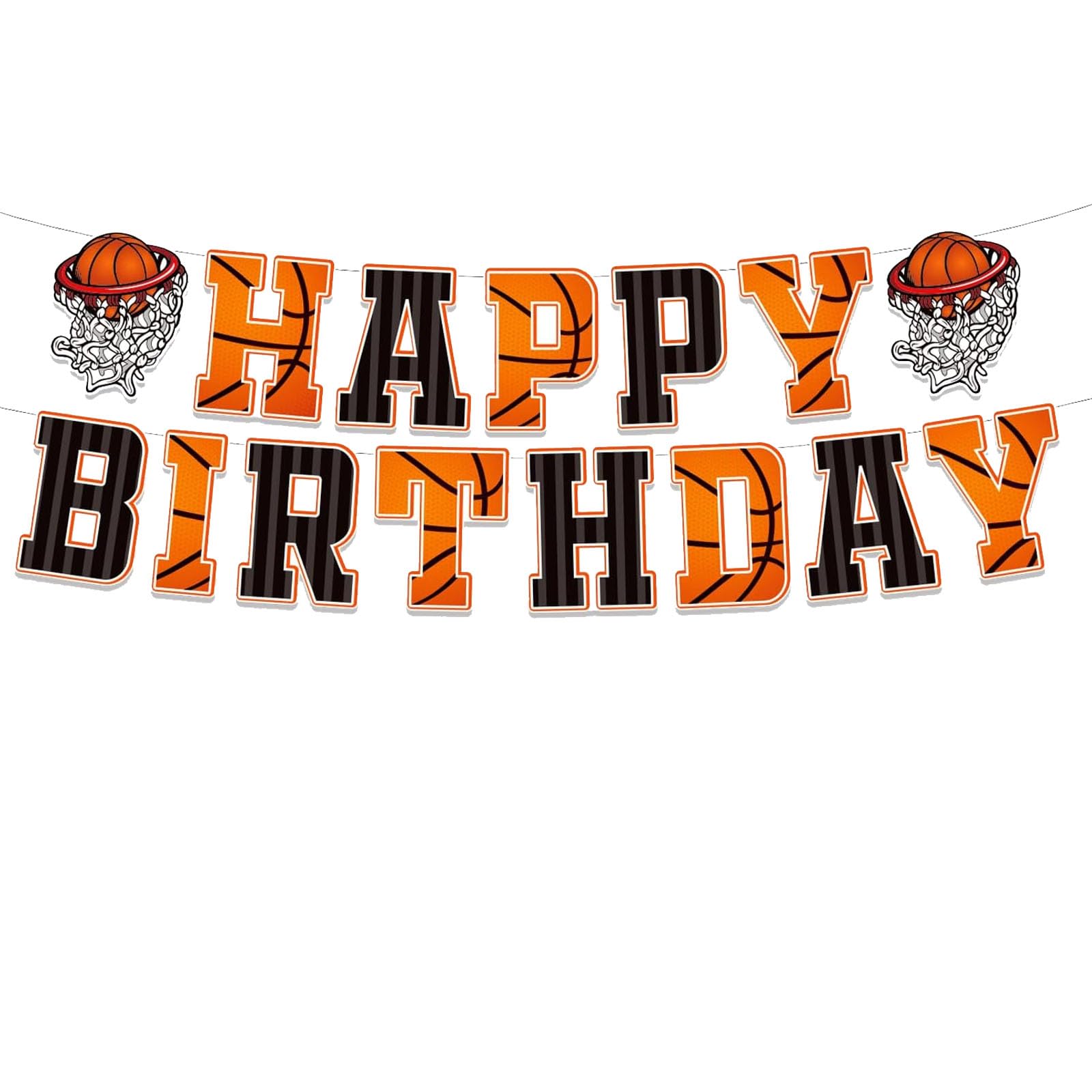 Basketball Birthday Banner - Themed Party Decor for Kids, Teens, Boys & Men - Orange Basketball Bunting Sign - Perfect for Sports-Themed Birthday Parties & Game Room Decor