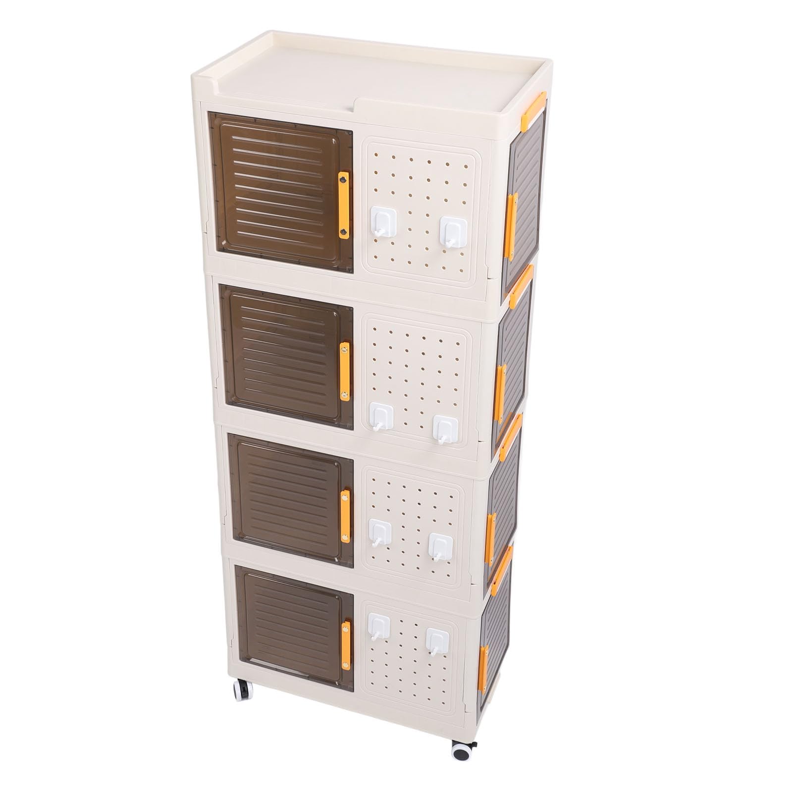 4-Tier Stackable PP Closet Organizer - Thickened & Portable Storage Bins for Snacks, Books & Home Organization | Perfect for Bedroom, Living Room & Office Use