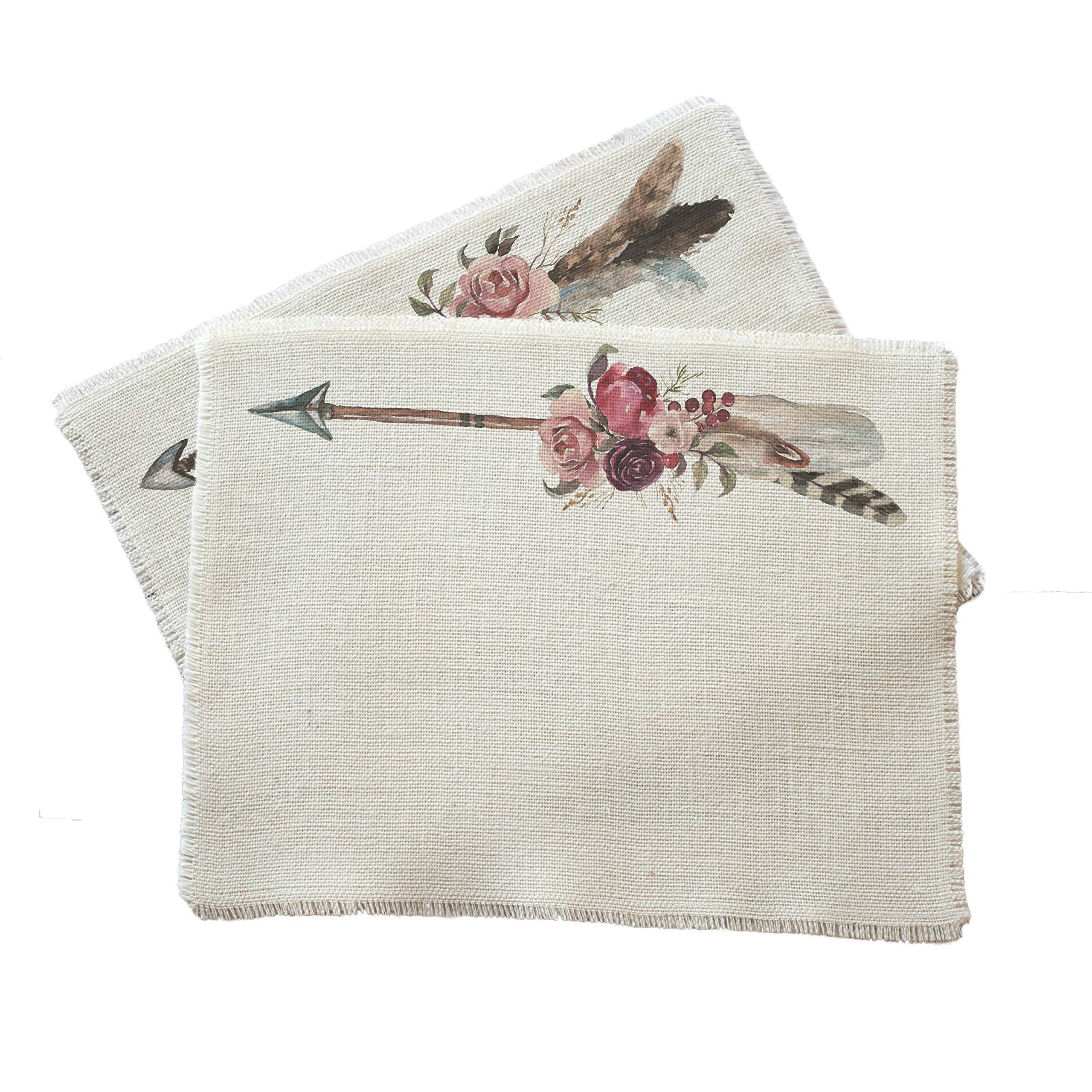 Boho Arrow Placemats Set of 2 - Handwoven Cotton Table Mats for Dining, Kitchen, or Boho Home Decor - Perfect for Farmhouse, Rustic, or Bohemian Style Tables