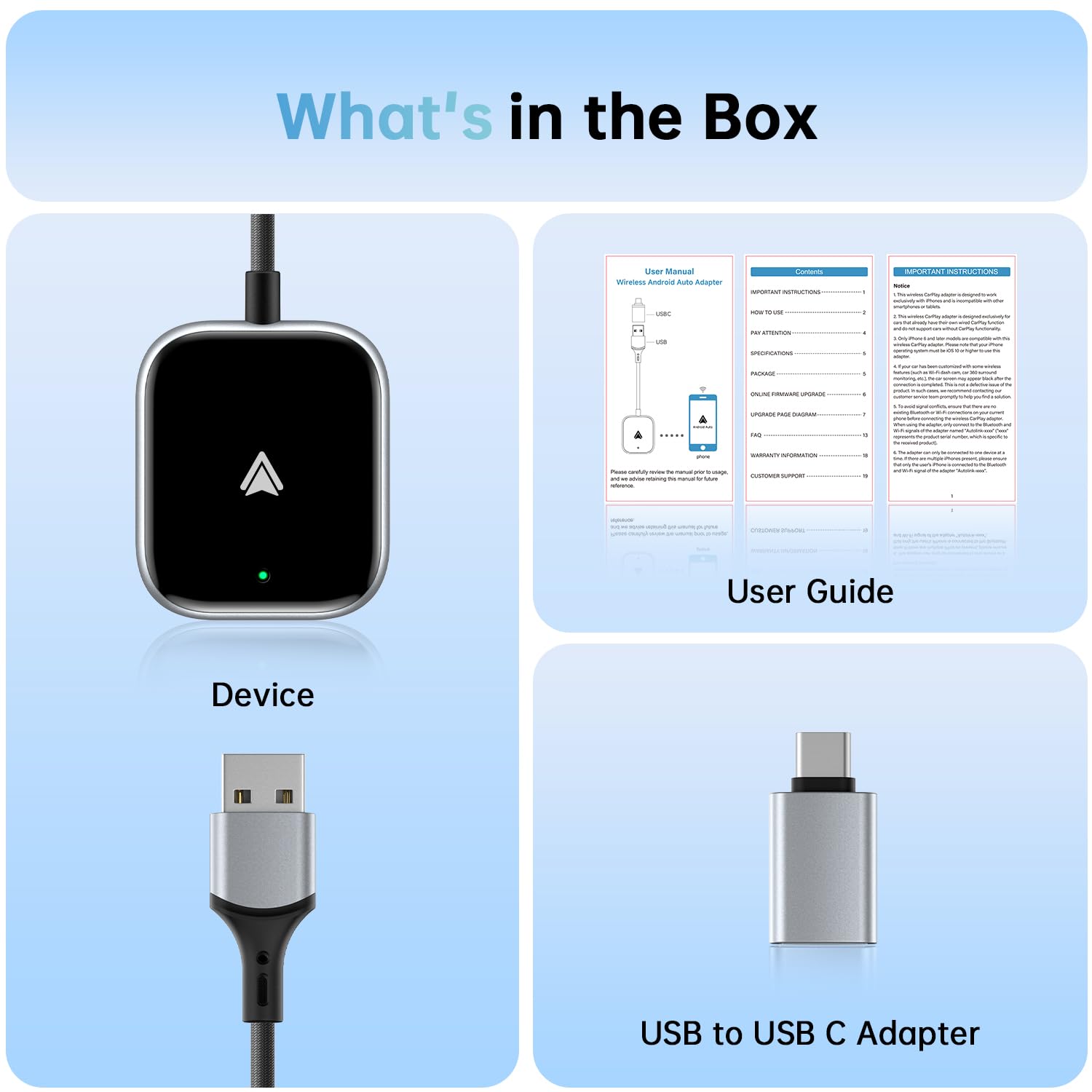 Wireless Android Auto Adapter - Plug & Play for Cars, Fast & Seamless Connection - Perfect for Commuting & Road Trips