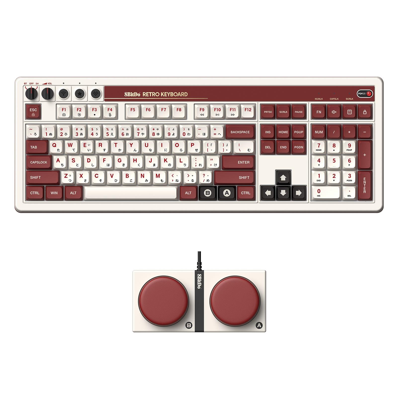 8BitDo Retro 108 Mechanical Keyboard - Fami Edition | Vintage Gaming Keyboard with RGB Backlit, Bluetooth/Wired Connectivity - Perfect for Retro Gaming, Typing & Office Work