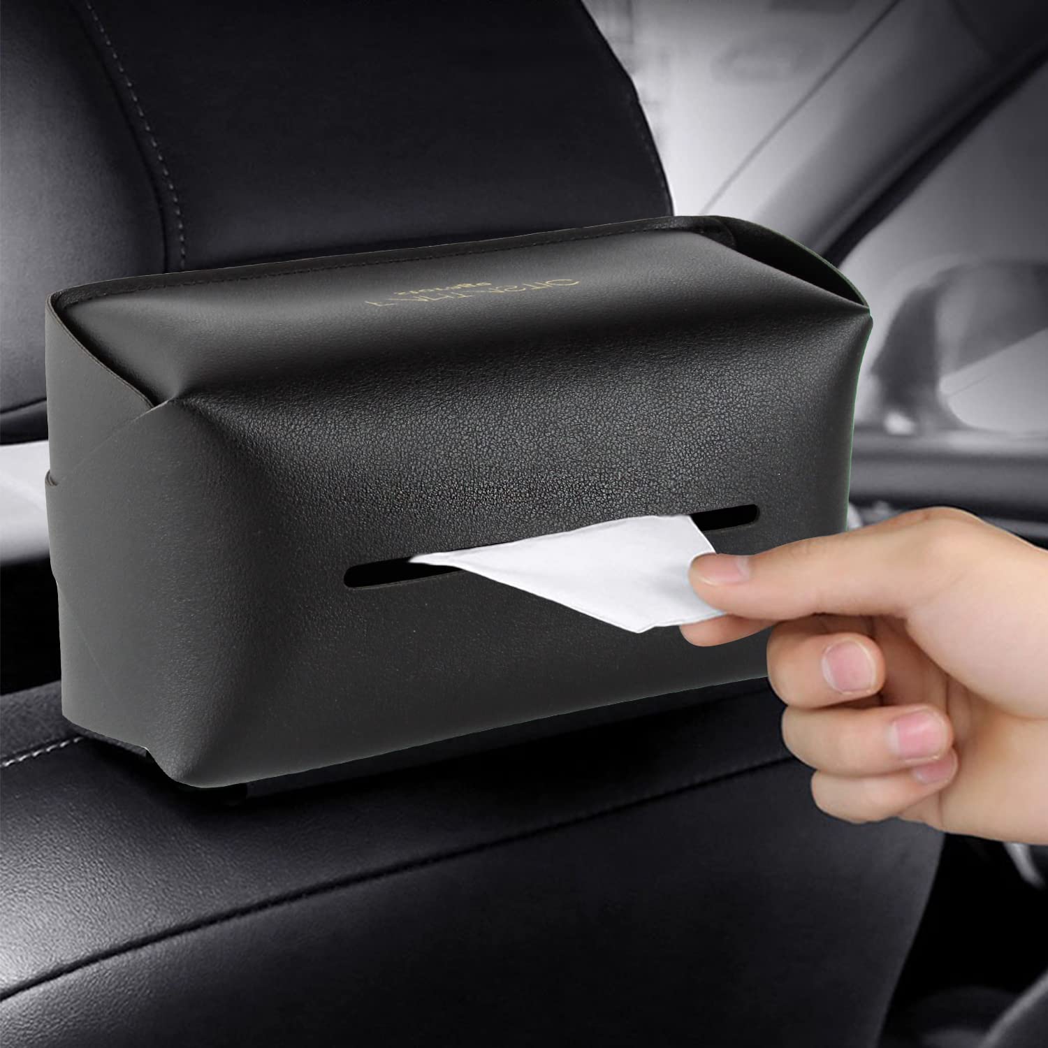 Premium PU Leather Wall-Mounted Tissue Box Holder - Waterproof & Durable for Bathroom, Vanity, Office & Car - Space-Saving Home & Office Organizer (Perfect for Countertops, Nightstands & Vehicle Consoles)