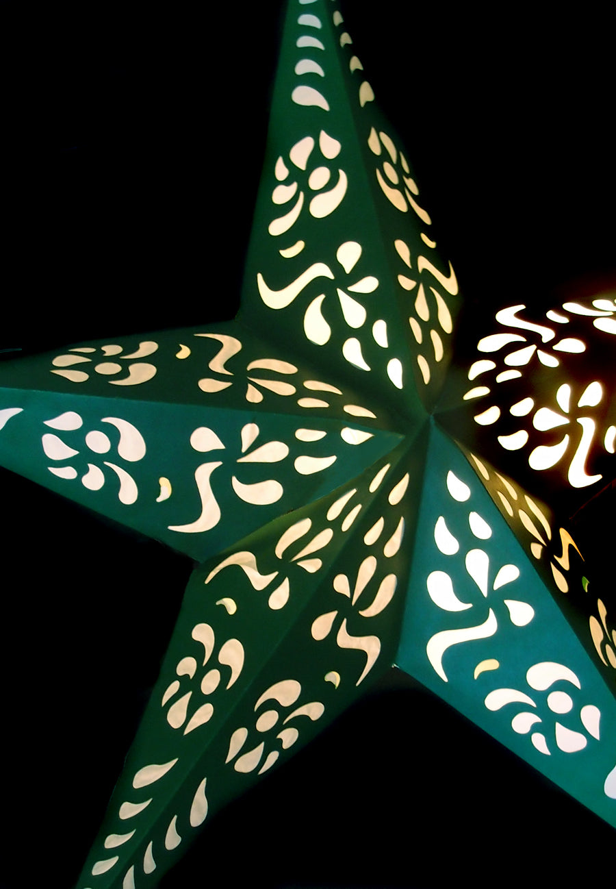24 Pack Green Punch Paper Star Lanterns - Hanging Wedding Party Decorations for Indoor Outdoor Events, Baby Showers & Festive Celebrations