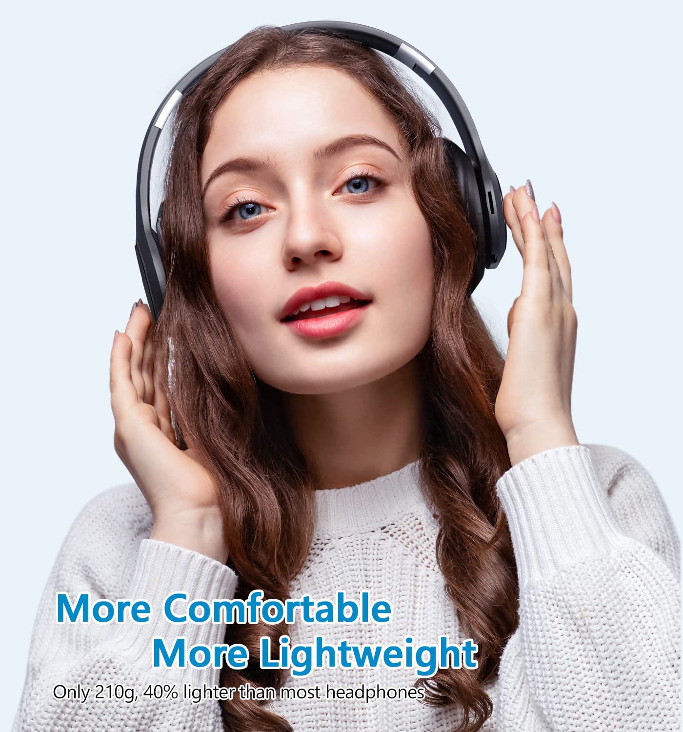 Premium Wireless Bluetooth Over-Ear Headphones - 60H Playtime, Hi-Fi Stereo, Deep Bass, 6 EQ Modes, Foldable & Lightweight Design with Mic, FM, SD/TF Card Support - Perfect for Travel, Workouts, Gaming & Home Entertainment