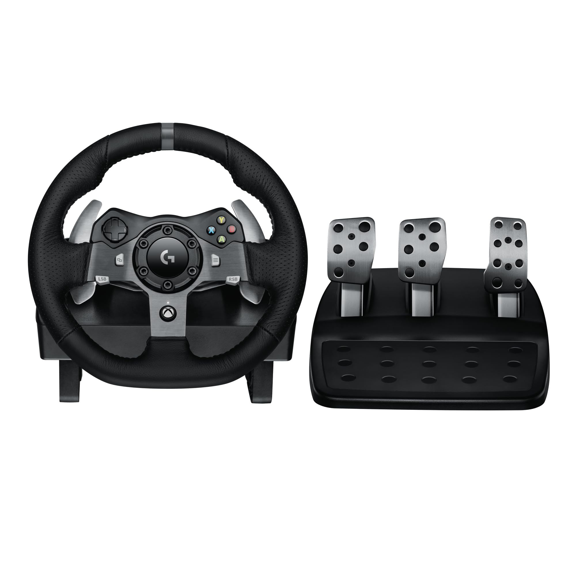 Logitech G920 Driving Force Racing Wheel with Pedals - Force Feedback, Stainless Steel Paddle Shifters, Leather Grip, 900° Rotation - Compatible with Xbox Series X/S, Xbox One, PC (Black) - Perfect for Racing Simulators & Gaming Setups