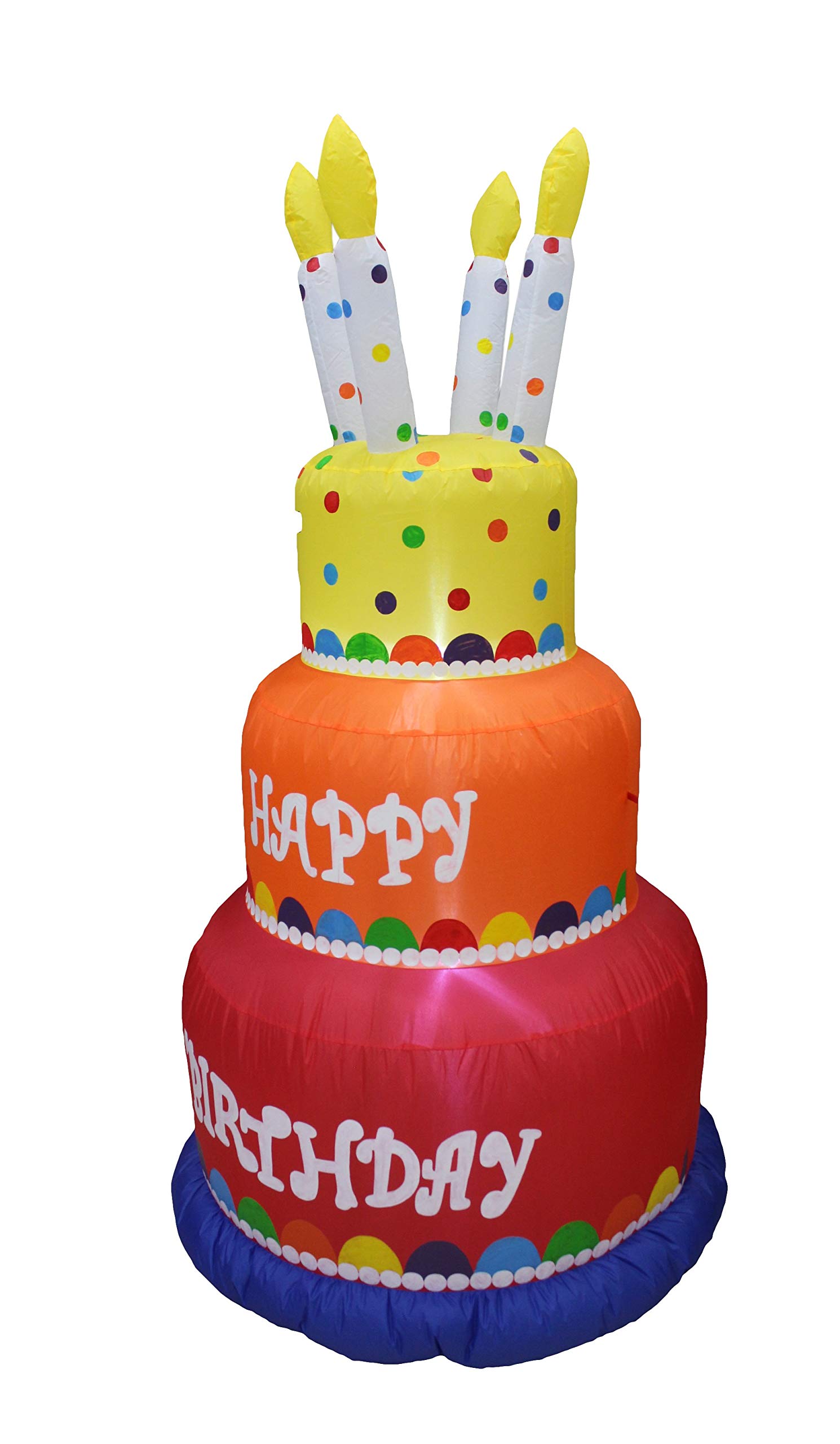 8ft Lighted Christmas Inflatable Santa Claus & Snowman Archway with Bow + 6ft Happy Birthday Cake with Candles - Holiday & Party Decor Bundle for Indoor/Outdoor Christmas Decorations, Birthday Celebrations, and Festive Events