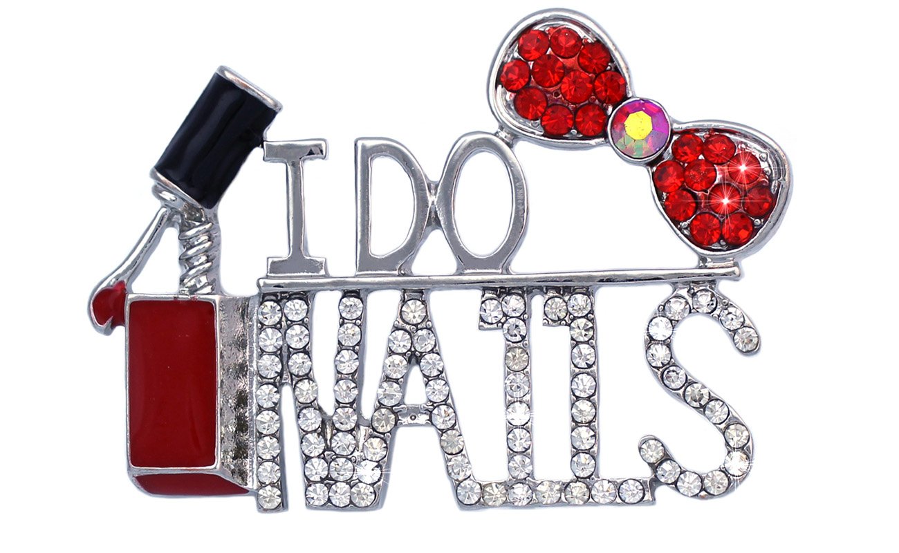 I DO Nails Word Enamel Brooch Pin - Manicurist Jewelry for Nail Salon Professionals - Perfect for Gifts, Uniform Accessories & Nail Tech Appreciation