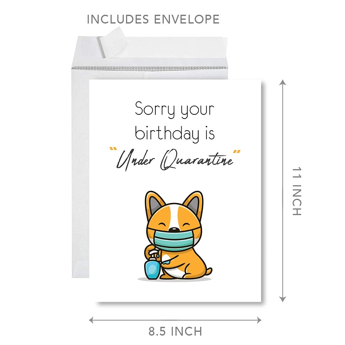 Happy Birthday Jumbo Greeting Card - 8.5 x 11 Inch Funny Social Distance Party Card for Him or Her - Andaz Press 1-Pack - Perfect for Virtual Celebrations, Long-Distance Wishes & Pandemic Birthday Parties
