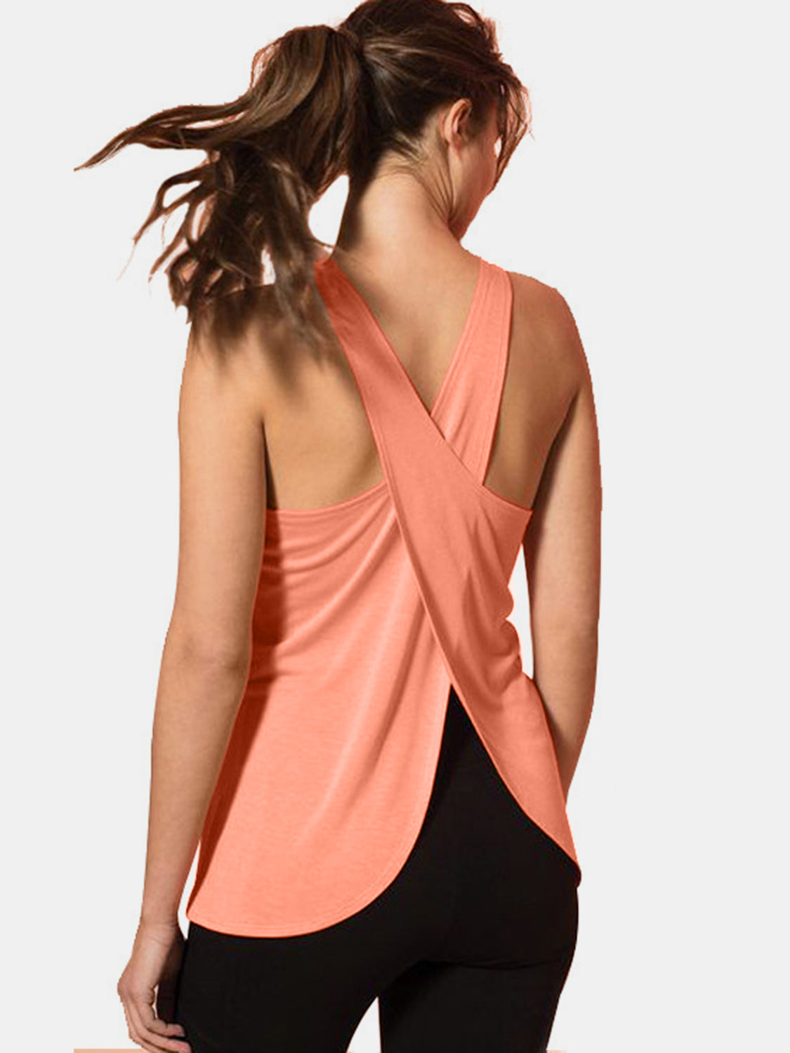 Crisscross Scoop Neck Active Tank Top - Women's Workout & Yoga Shirt for Running, Gym & Lounge Wear
