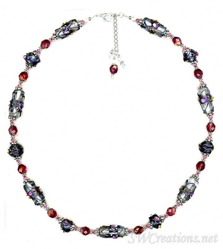 Handmade Rose Lampwork Crystal Beaded Necklace for Women - Elegant Bohemian Jewelry Gift for Valentine's Day, Anniversary & Special Occasions