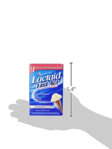 Lactaid Fast Act Chewable Tablets for Lactose Intolerance Relief - Vanilla Flavor, 60 Count (Pack of 24) - Digestive Aid for Dairy Products, Ice Cream & Cheese Lovers