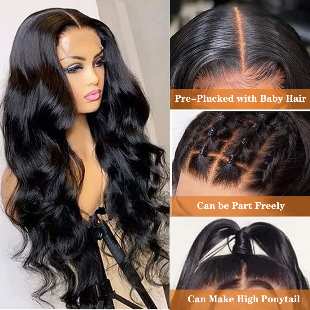 13x4 HD 180% Density Body Wave Lace Front Wigs Human Hair - Glueless Pre Plucked Bleached Knots with Baby Hair for Women (26 Inch) | Perfect for Daily Wear, Cosplay & Special Occasions