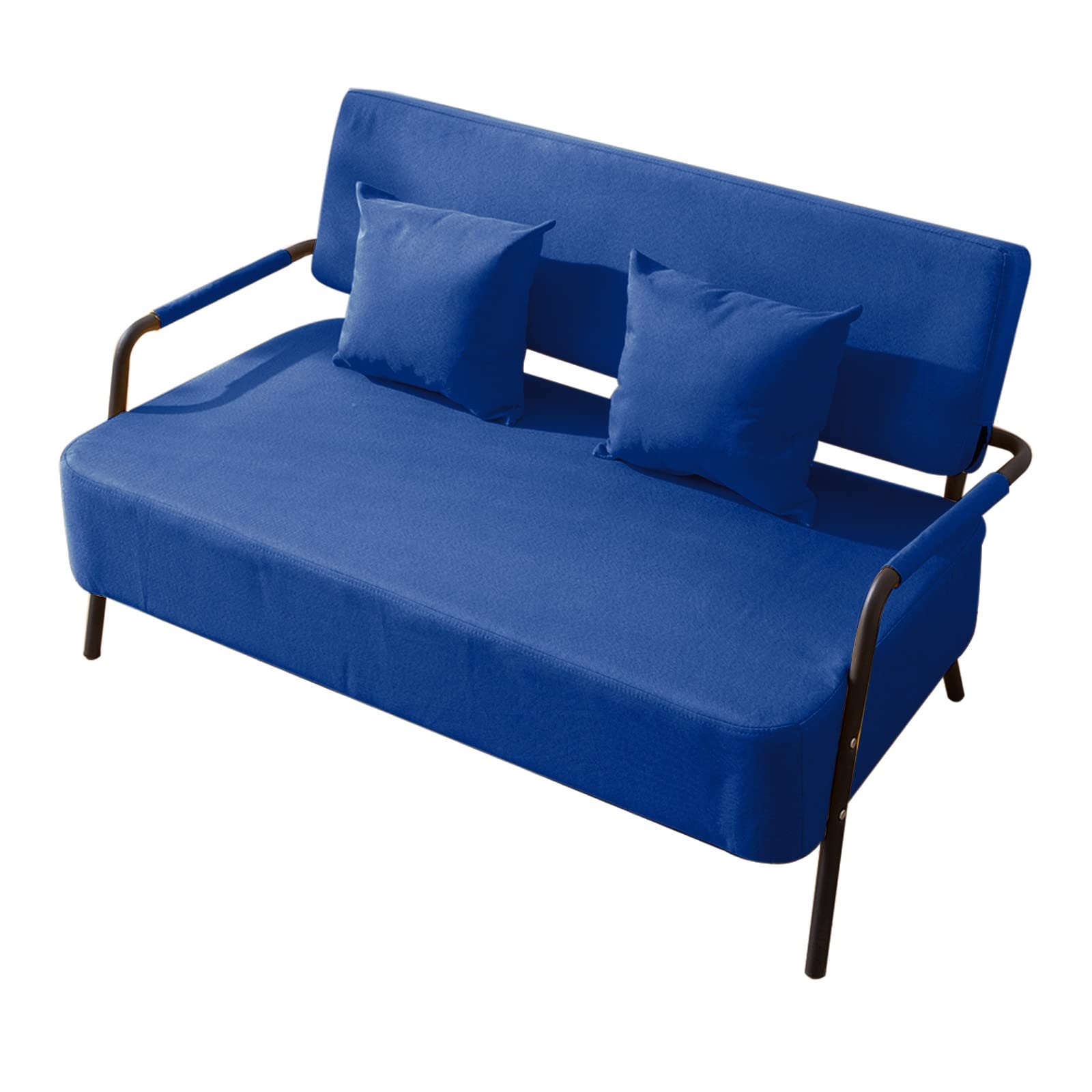AT-X 2-Seat Patio Bench Sofa - Outdoor Loveseat Chair with 2 Cushions & Durable Metal Frame - Dark Blue Garden Furniture for Yard, Patio or Poolside - Perfect for Relaxing, Entertaining & Outdoor Dining