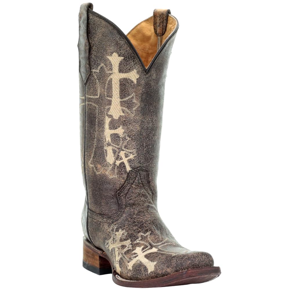 Women's Embroidered Square Toe Cowgirl Boots - Mid Calf Casual Boots with 2-3