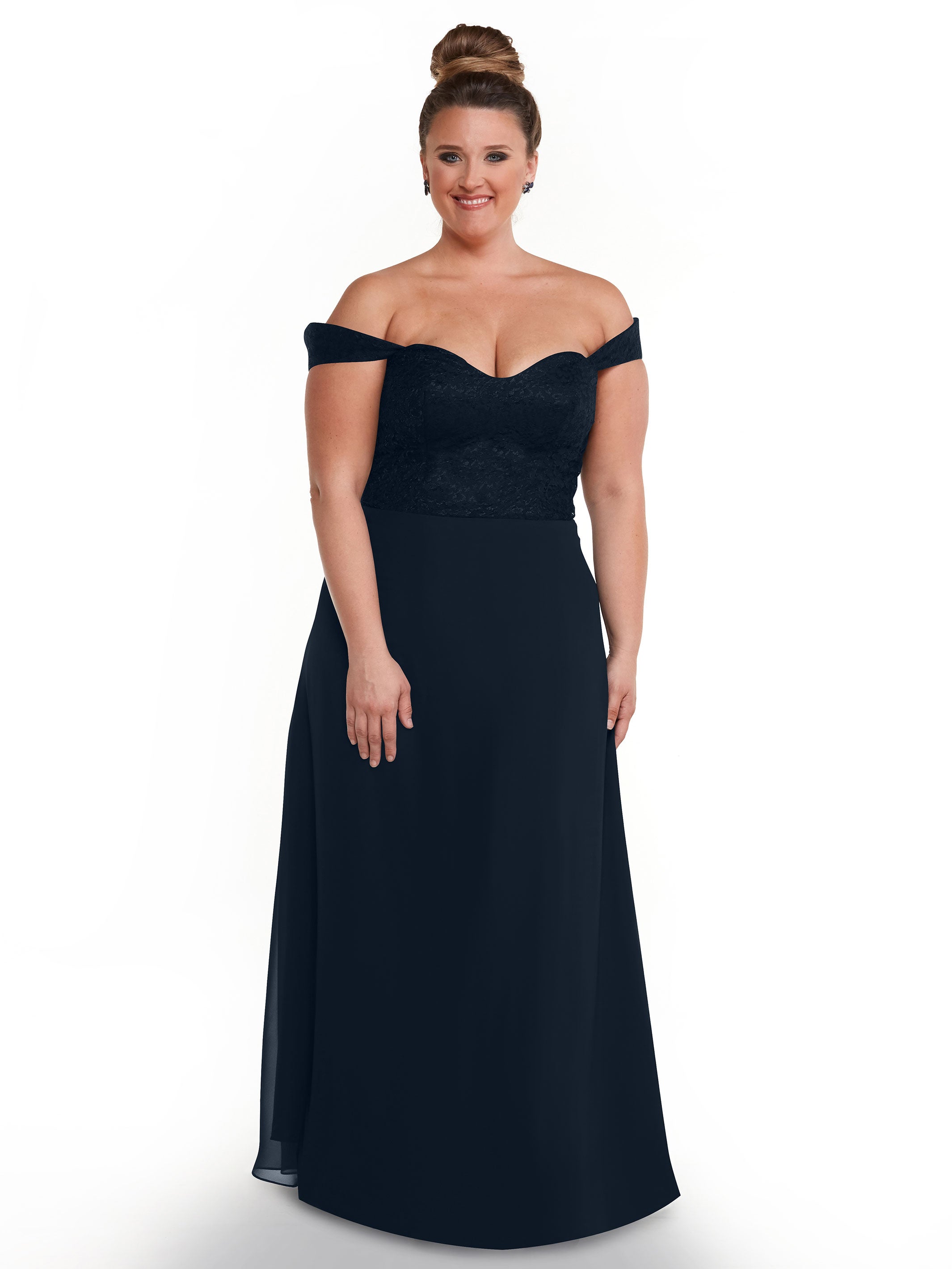Elegant Off-the-Shoulder Chiffon A-Line Bridesmaid Dress with Lace Bodice - Perfect for Weddings, Formal Events & Special Occasions
