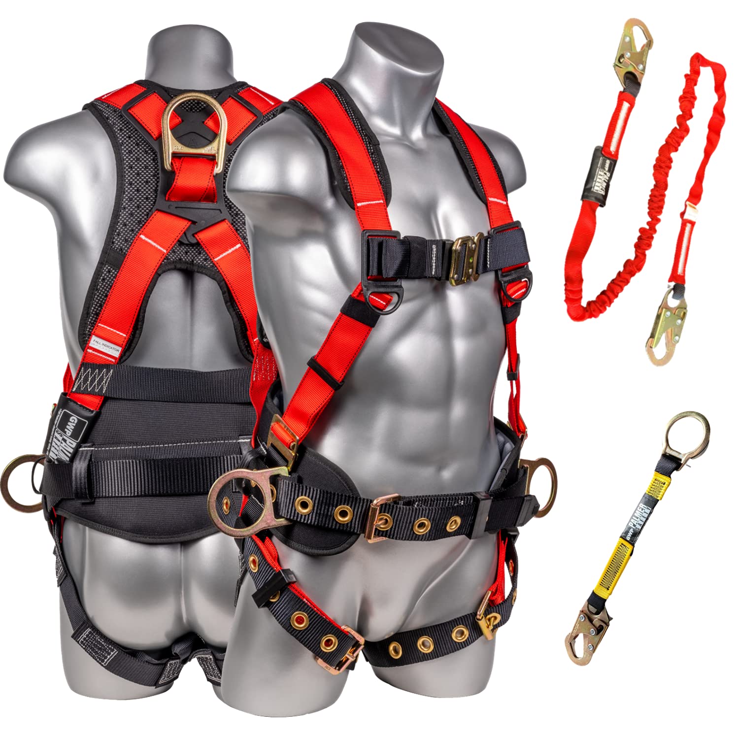 Palmer Safety Fall Protection Harness - Hammerhead Series Premium Safety Kit with Lanyard & D-Ring Extender | OSHA Compliant Work Harness for Construction, Roofing & Industrial Use