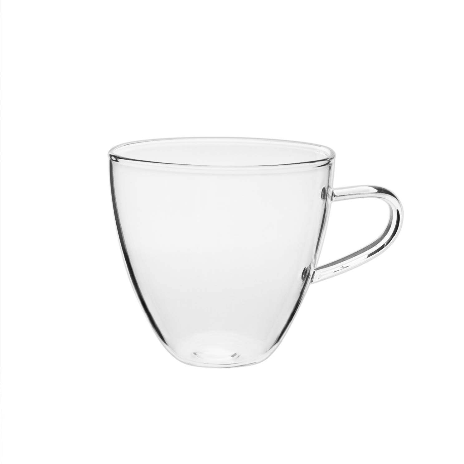 Clear and Lightweight Glass Tea and Coffee Cups Set for Con Panna (2-Piece, Mid Handle) - Perfect for Home, Office, and Cafe Use