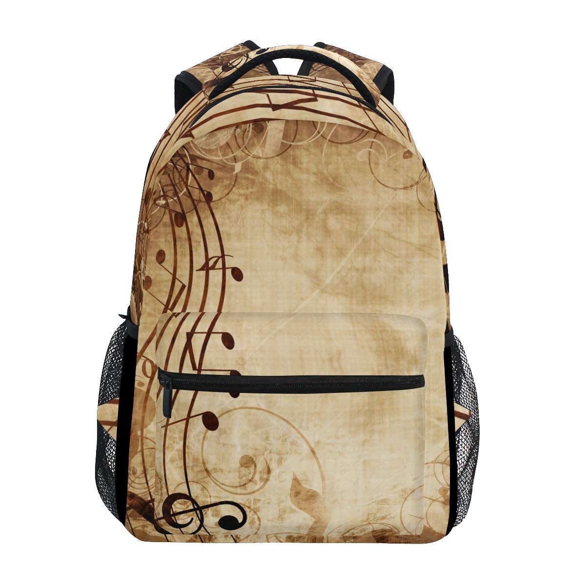 Vintage Music Sheet Print Backpack - Stylish Large Laptop Bag with Multiple Pockets for iPad, Tablet & School Essentials | Durable Travel Backpack for Men & Women | Perfect for College, Commuting & Music Lovers