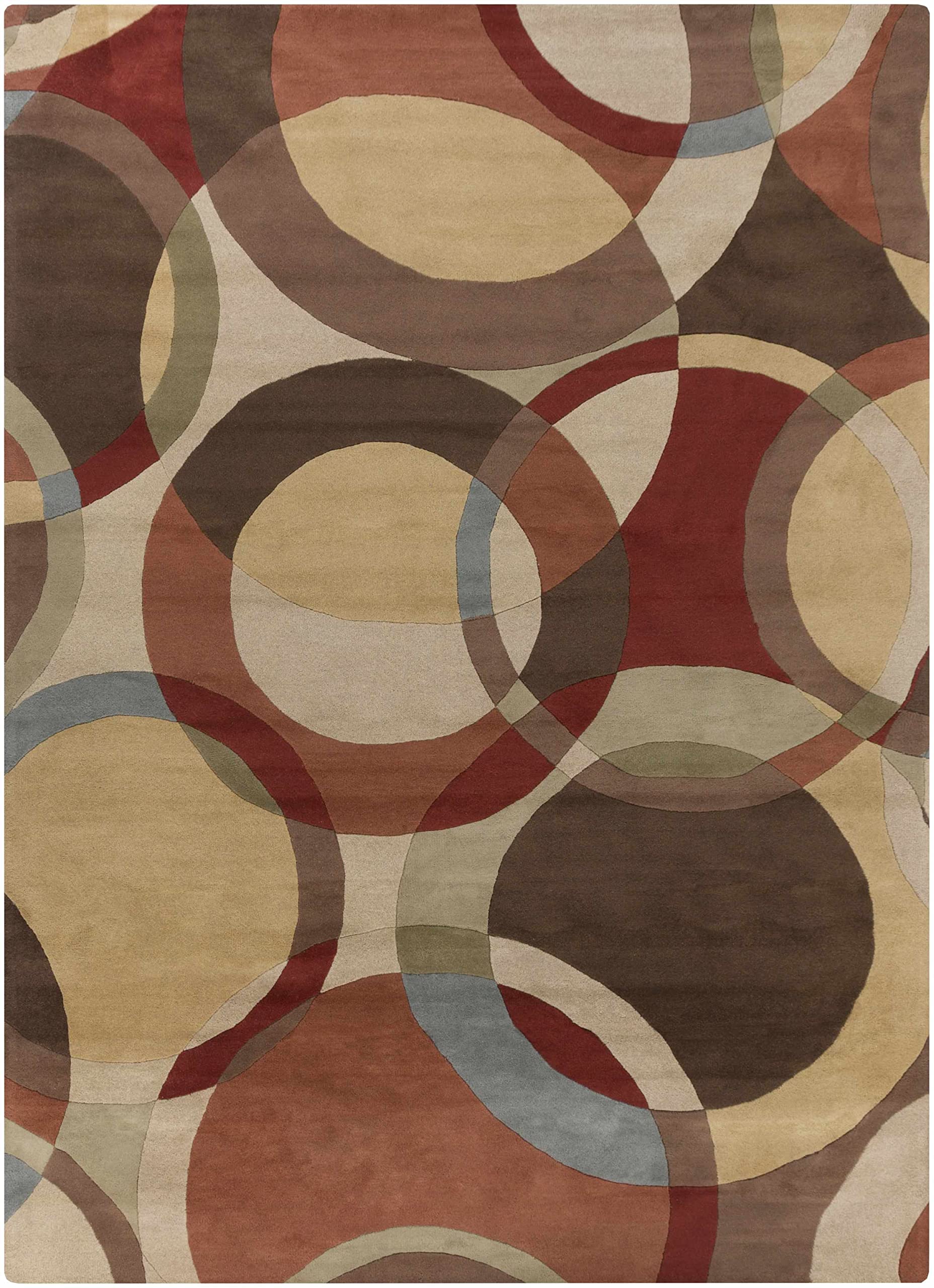Hauteloom Tilbury Wool Area Rug for Living Room & Bedroom - Modern Round 8' Rug in Brown, Purple, Red - Soft & Durable Handmade Wool Carpet - Perfect for Home Decor, Cozy Spaces & High Traffic Areas