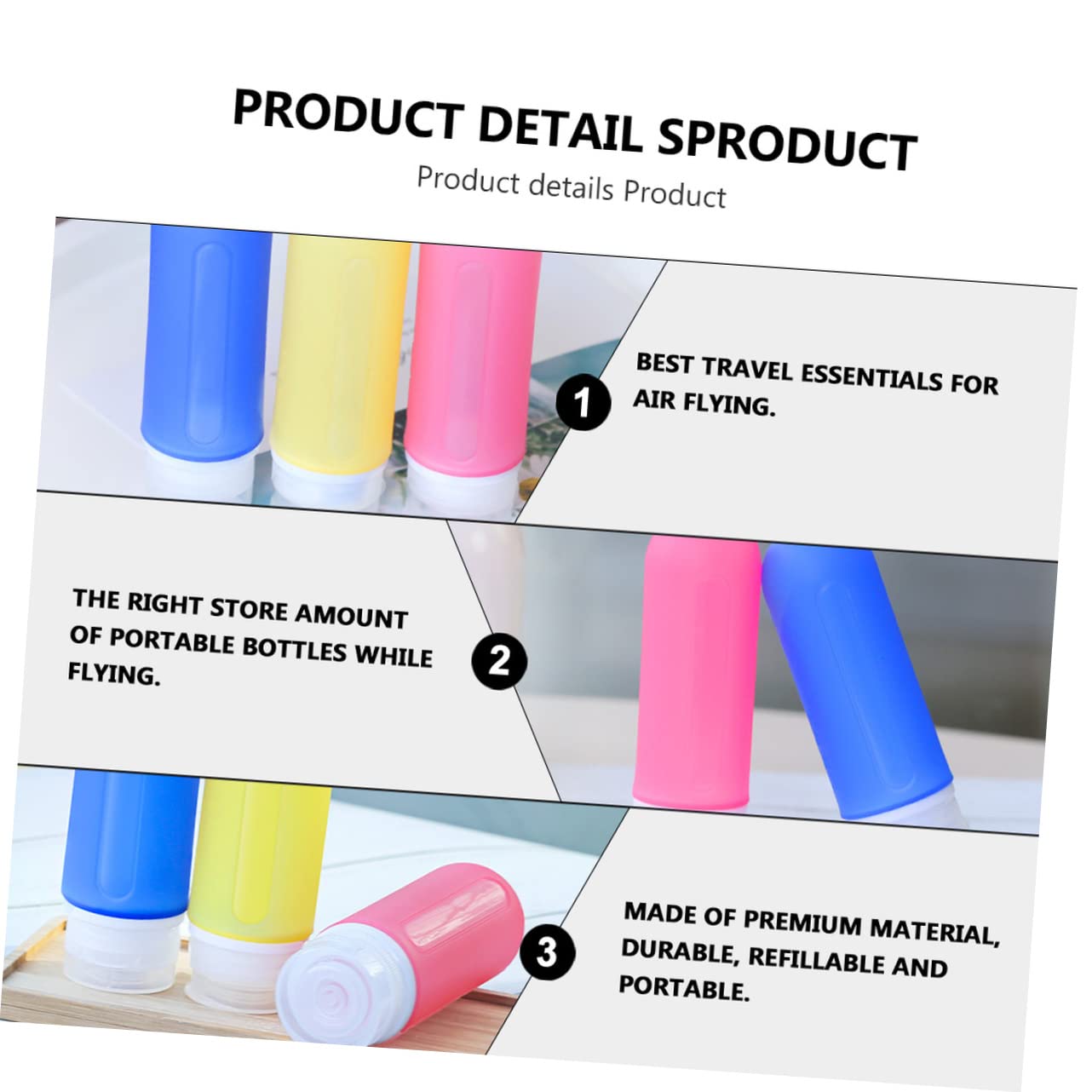 Healeved 5-Piece Refillable Silicone Travel Bottles Set - Leak Proof Squeezable Liquid Containers for Shampoo, Conditioner & Toiletries | Perfect for Air Travel, Gym, Camping & Vacation Essentials