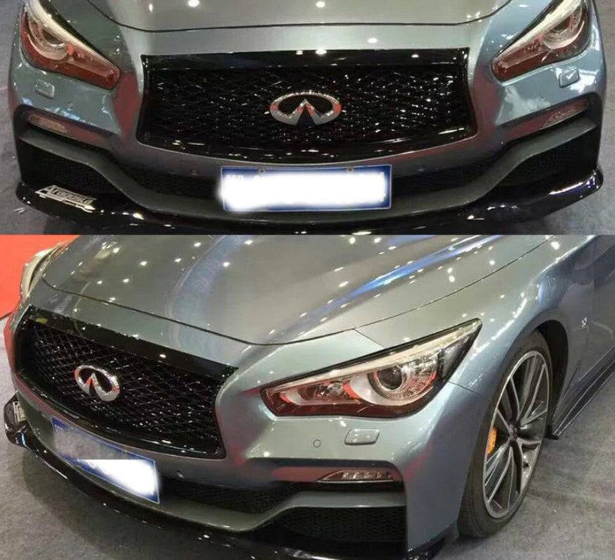 2014-2017 Infiniti Q50 Eau Rouge ER Style ABS Glossy Black Front Bumper Grill Hood Mesh - Pre-Painted Black Grille Replacement for Enhanced Style & Airflow - Perfect for Car Upgrades & Performance Modifications