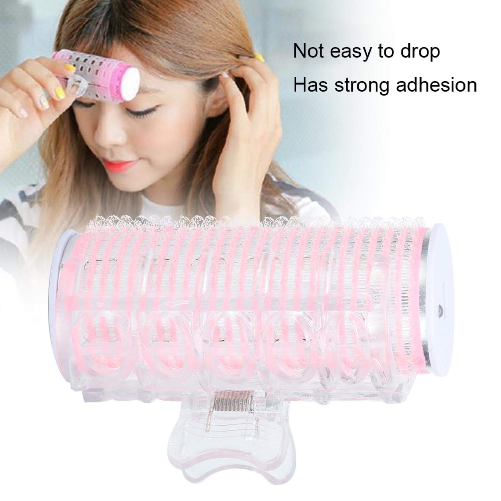 YUYTE Pink Ceramic Flocked Hair Rollers with USB Instant Heat - Portable Curling Iron for Bangs & DIY Hairstyling - Perfect for Travel, Home Use, and Salon Styling