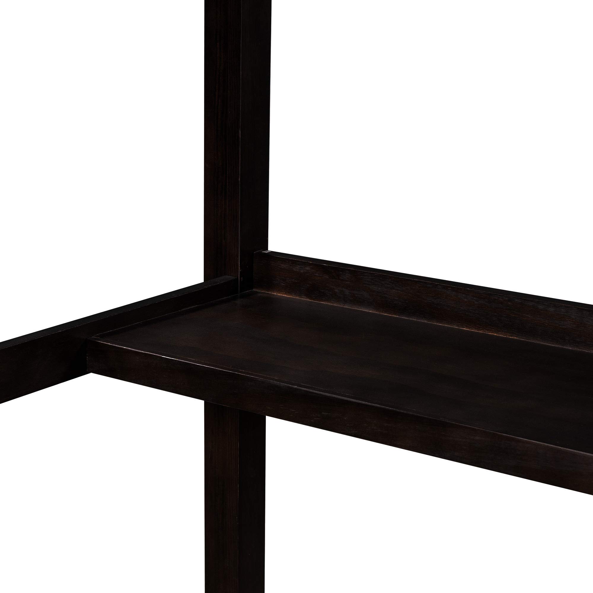Twin Size Loft Bed with Storage Shelves & Under-Bed Desk - Solid Rubber Wood Space Saving Bunk Bed for Kids, Teens & Adults (Espresso-E) - Perfect for Small Bedrooms, Dorms & Studio Apartments