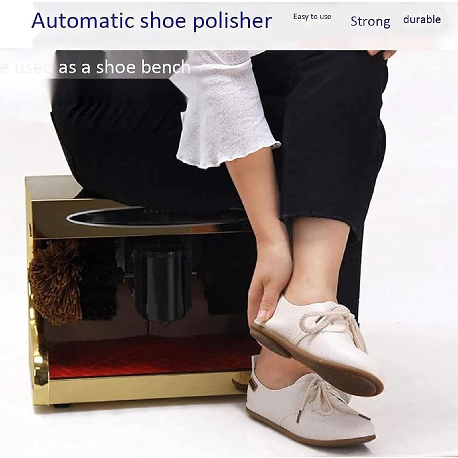 Automatic Induction Shoe Polisher Machine - Electric Leather Shoe Brush Cleaner for Home & Office Use - Metallic Finish - Perfect for Dress Shoes, Boots & Leather Care