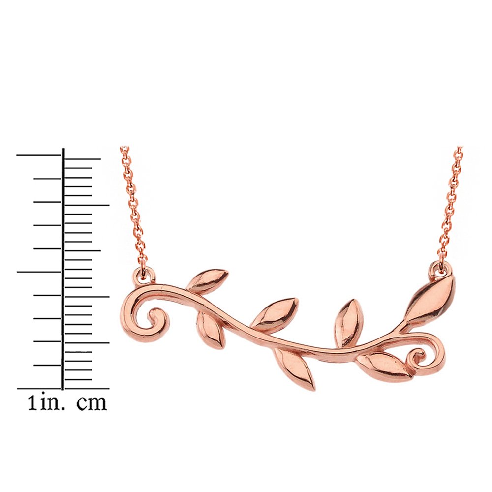 14K Rose Gold High Polish Olive Branch Necklace for Women - Elegant Layering Piece for Everyday Wear & Special Occasions