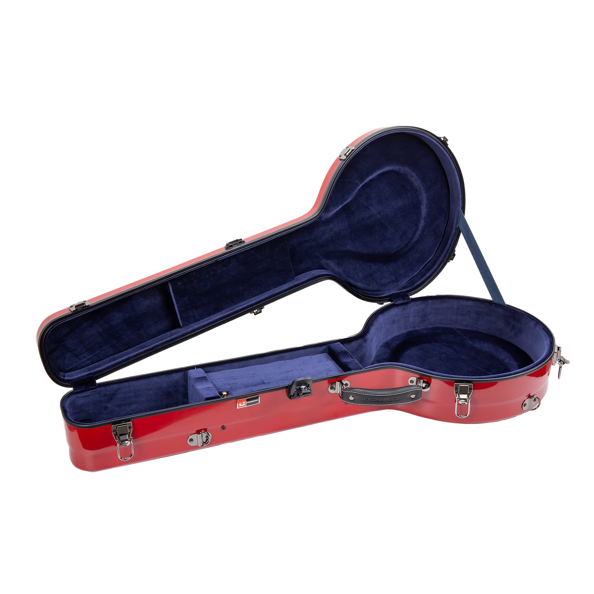 Crossrock Fiberglass Banjo Case for Mastertone & Most 5-String Banjos - Padded Straps, Interior Storage, Adjustable Padding & TSA Lock - Durable Protection for Travel & Performances - Red
