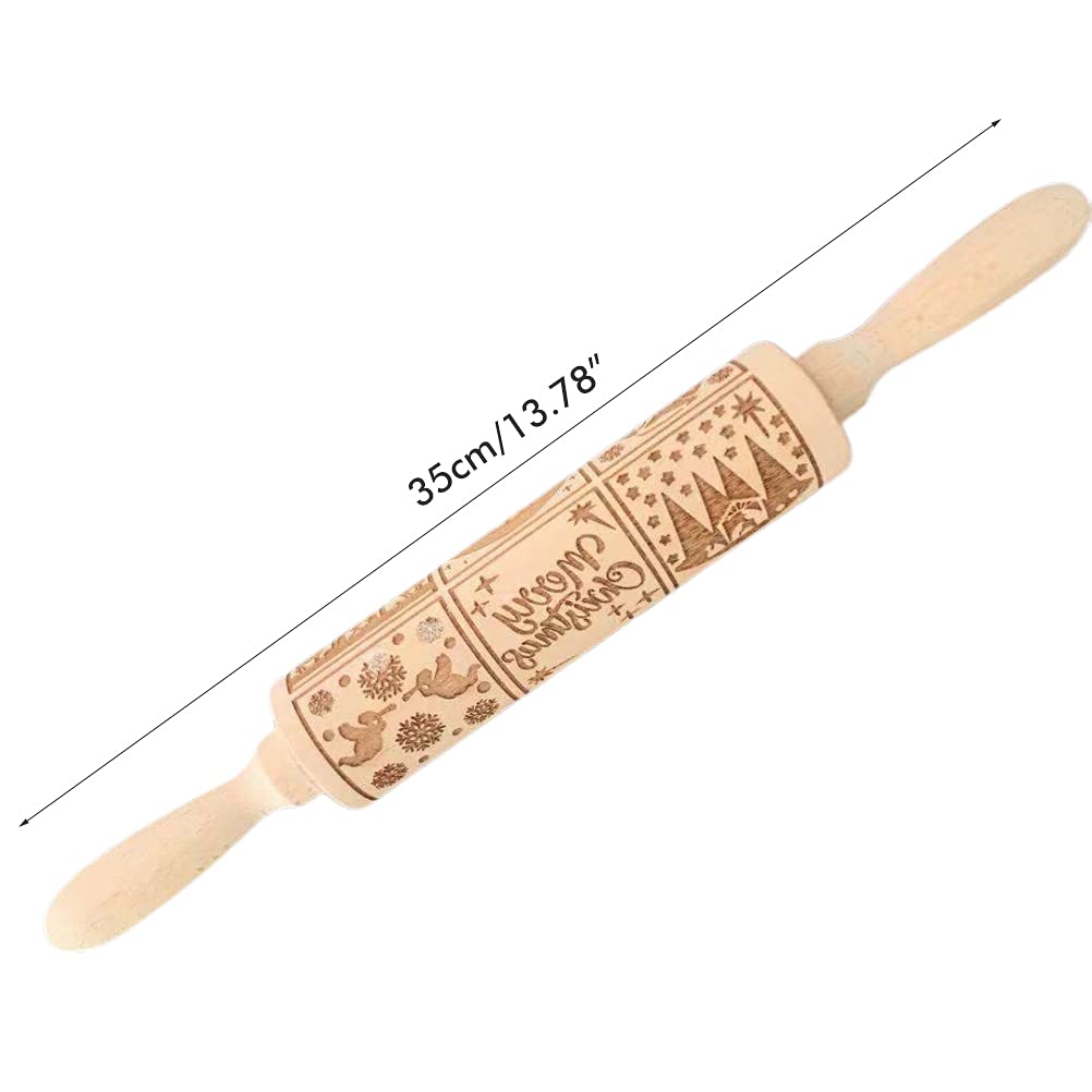 Christmas Nativity Embossing Rolling Pin - Wooden Non-Stick Cookie Dough Roller for Holiday Baking | Perfect for Christmas Cookies, Gingerbread, and Festive Pastry Making