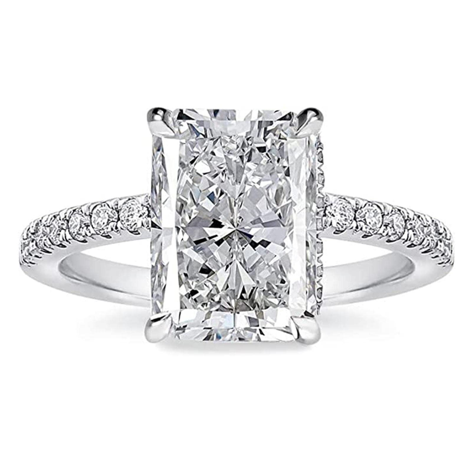 3.5/7.0 Carat Radiant Cut Simulated Diamond Engagement Ring for Women - 925 Sterling Silver Wedding Promise Ring (Perfect for Proposals, Anniversaries & Special Occasions)