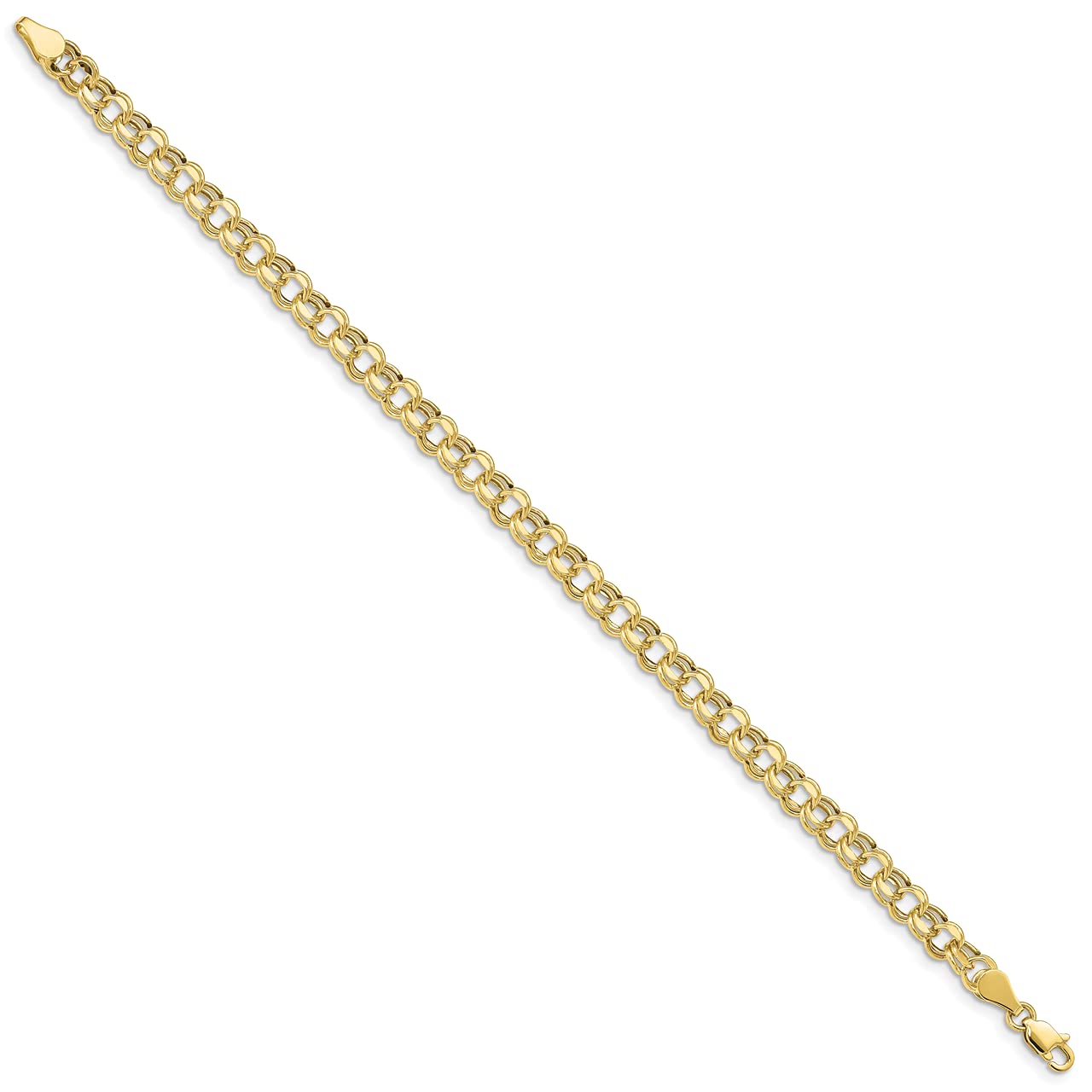 Lex & Lu 10k Yellow Gold Lite 5mm Double Link Charm Bracelet for Women - Elegant Layered Jewelry Gift for Birthday, Anniversary & Special Occasions