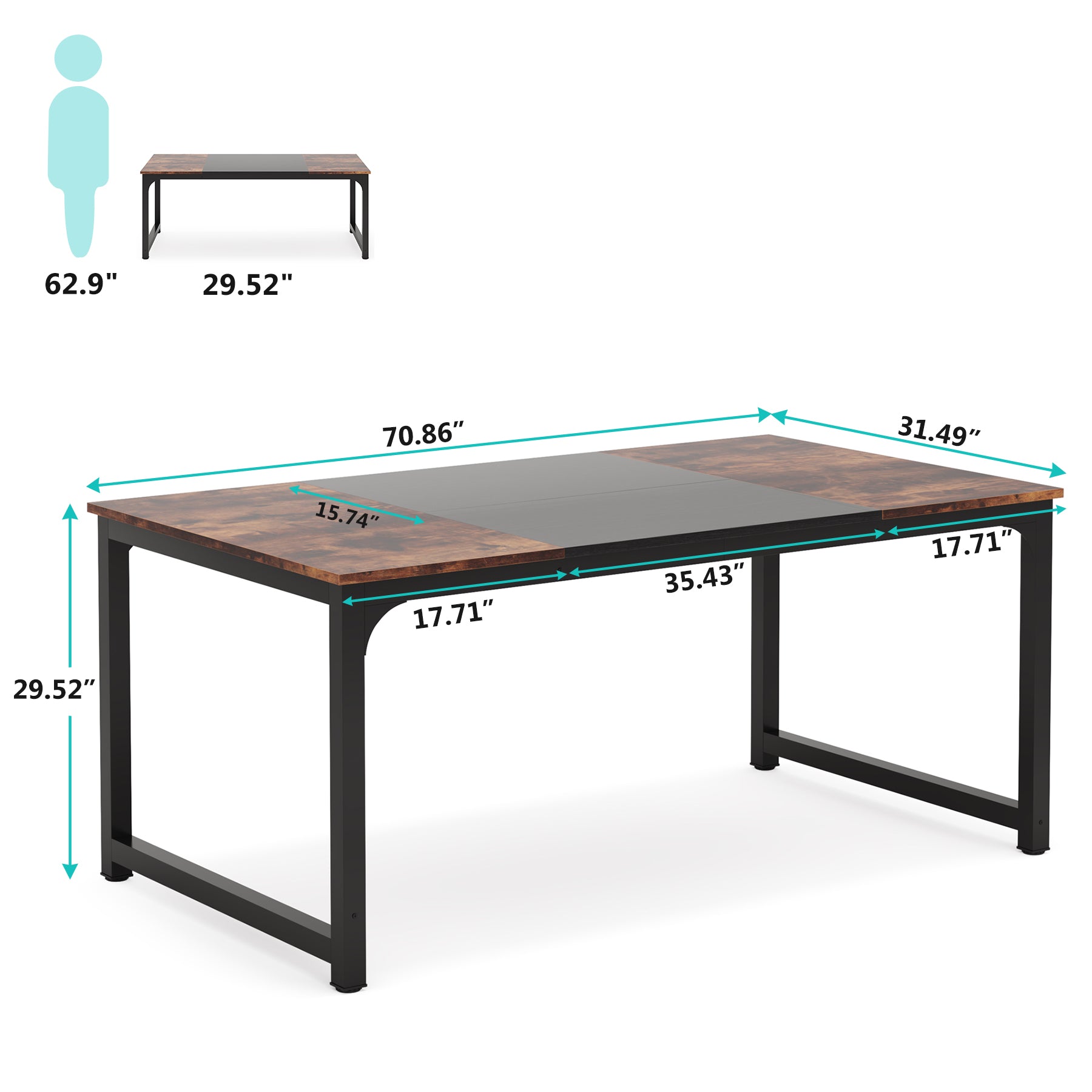 Modern Rectangular Conference Table - Office Meeting Desk with Durable Work Surface for Home & Business Use | Perfect for Meetings, Presentations & Collaborative Workspaces