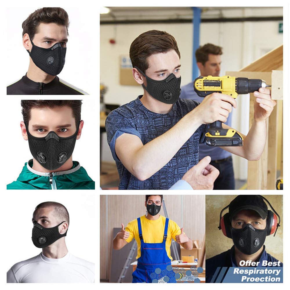 Windproof Reusable Dust Face Mask for Outdoor Cycling, Sports & Running - Breathable Washable Black Face Cover for Men & Women - Perfect for Hiking, Biking & Dusty Environments
