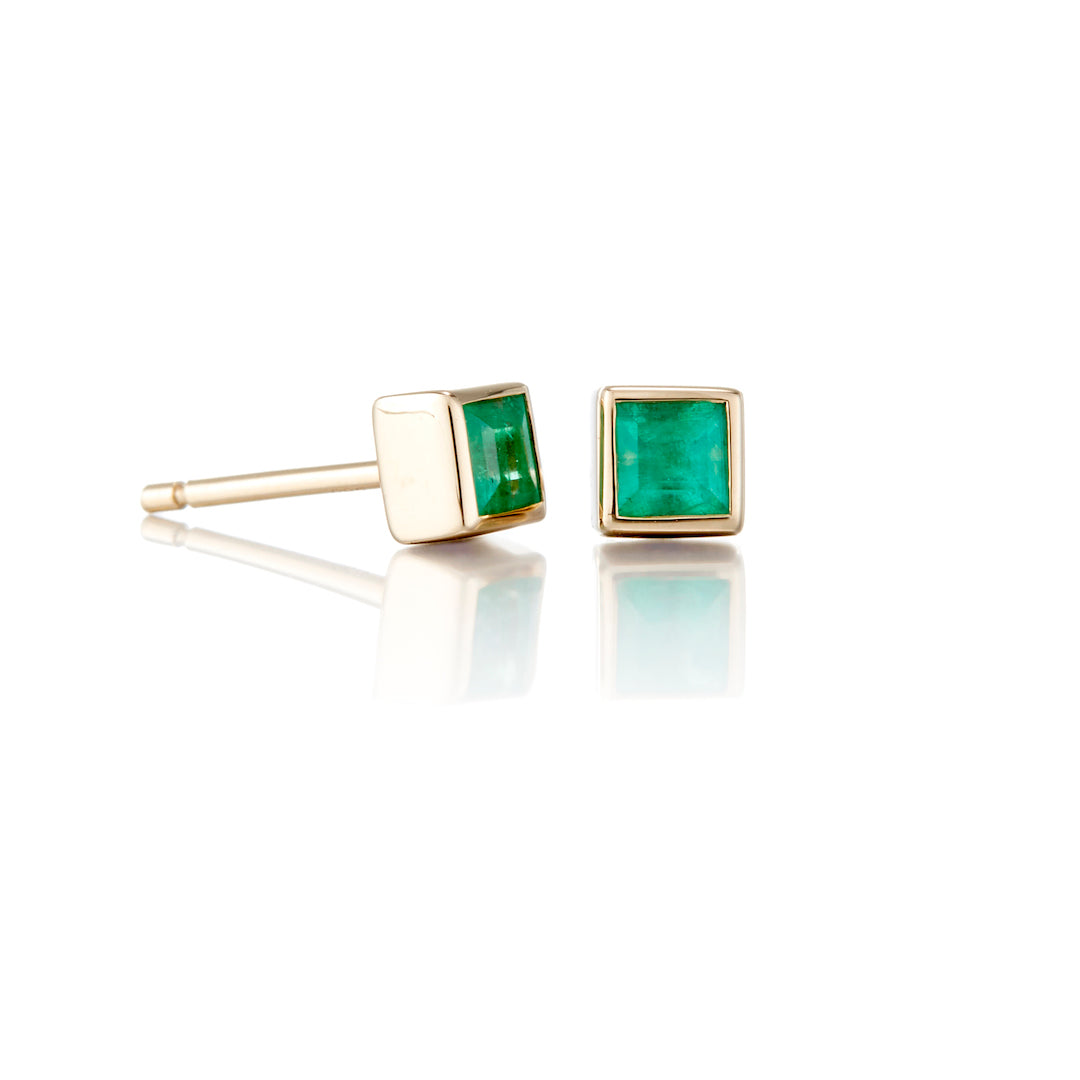 Mini Princess Cut Emerald Earrings for Women – Elegant Jewelry Gift for Weddings, Parties & Special Occasions