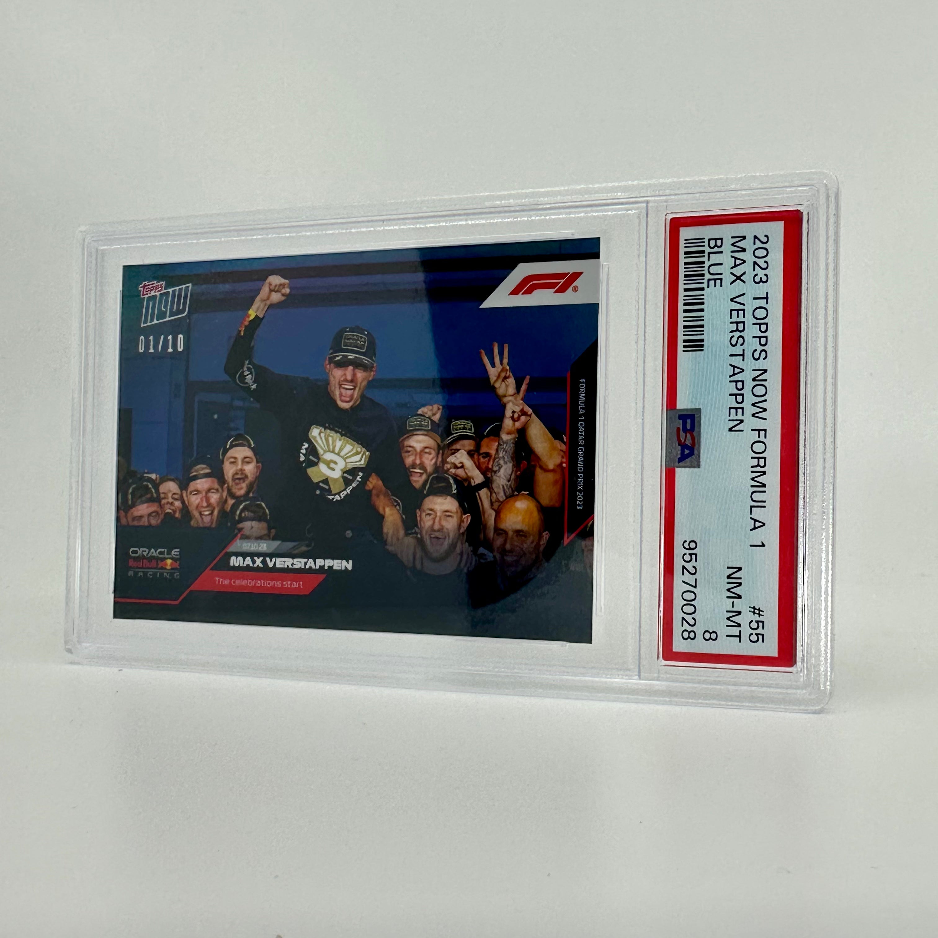 PSA 8 Graded 2001/10 Max Verstappen #55 Blue F1 Racing Card - 3rd FIA Formula 1 Drivers' World Championship Collectible - Perfect for Sports Memorabilia Displays & Racing Enthusiast Collections