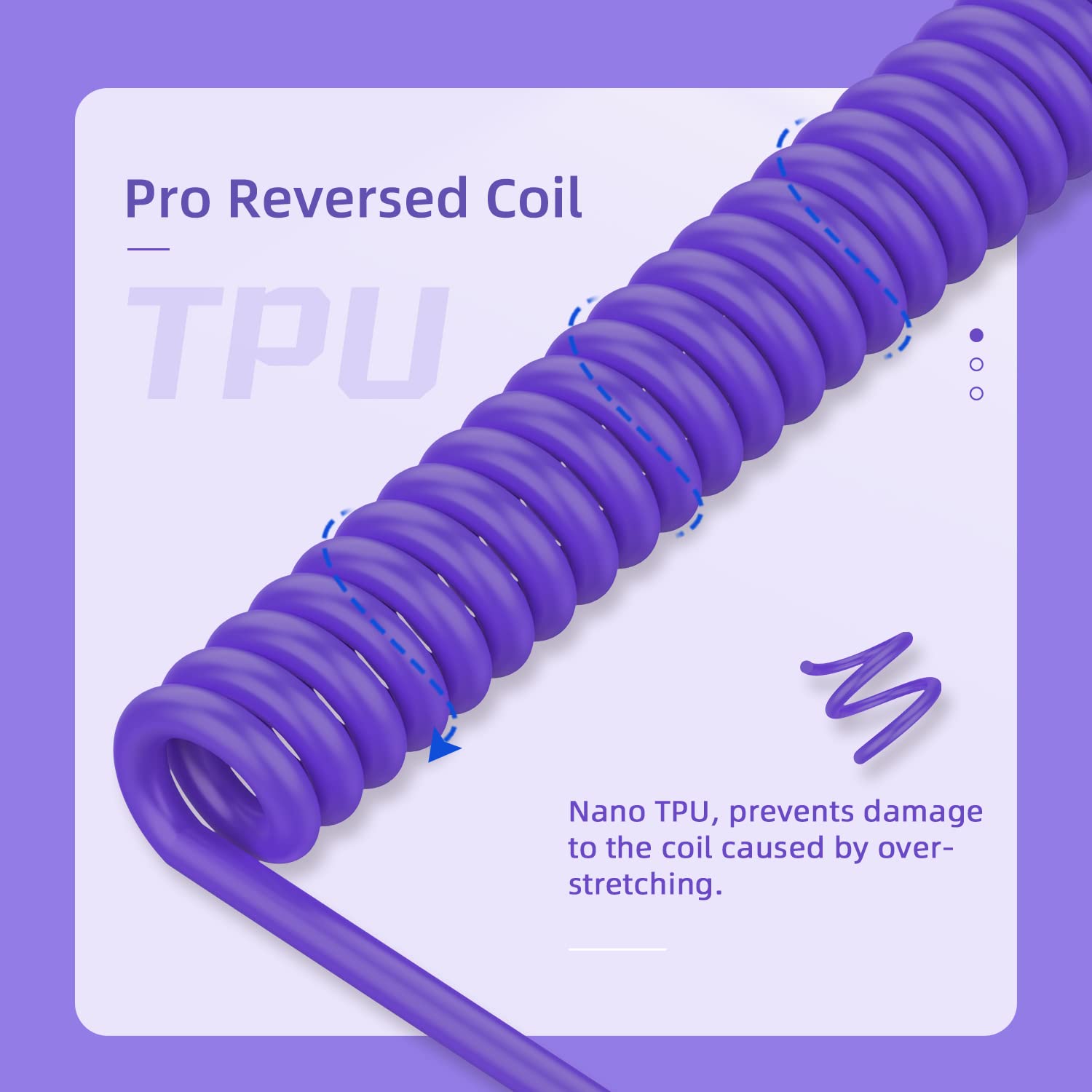 MAMBASNAKE C01 Coiled Keyboard Cable Set - 8KHz USB-C for Gaming (Purple) - Perfect for Esports & Mechanical Keyboards