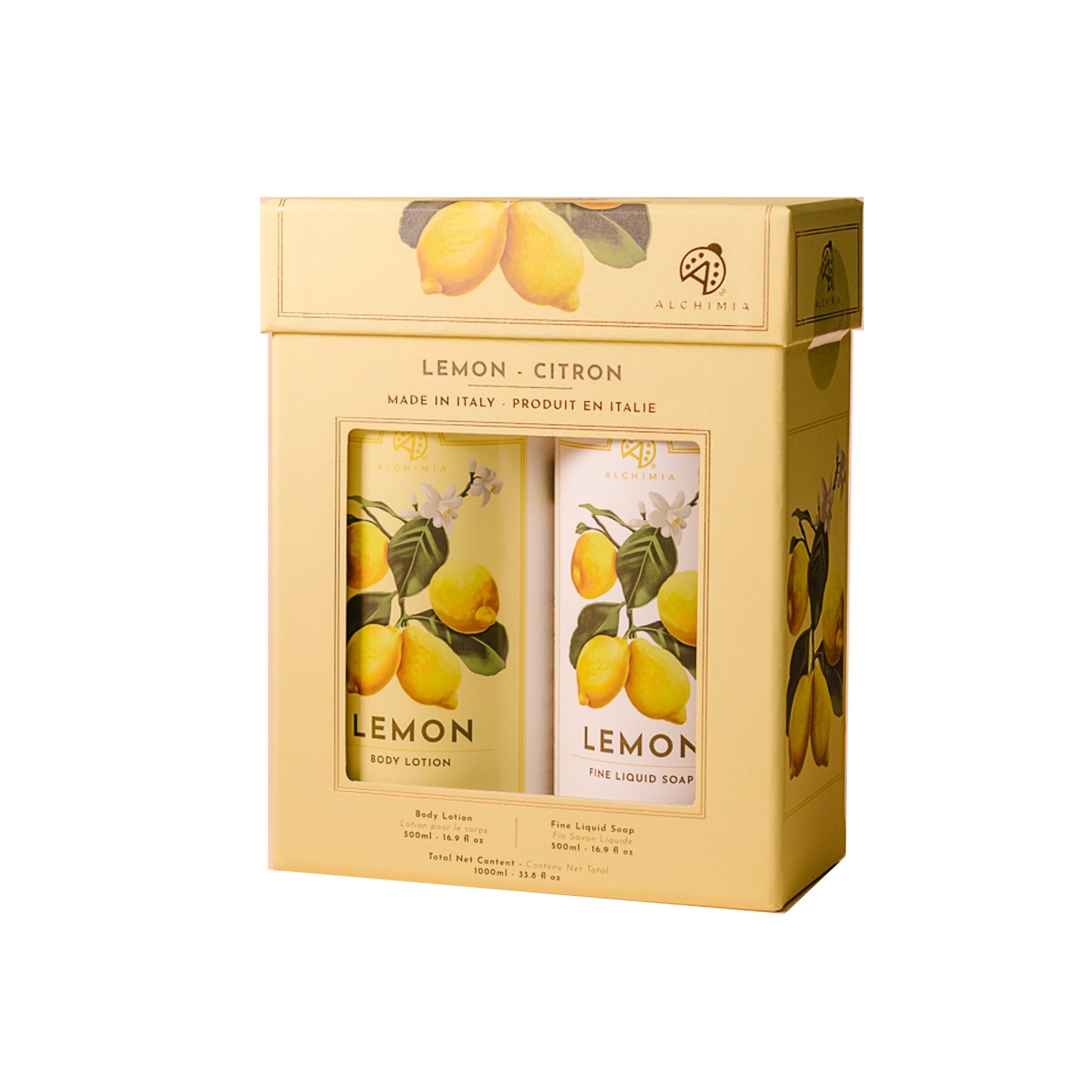 Premium Alchimia Gift Set - Lemon Scented Body Lotion & Liquid Soap | Luxury Bath & Body Care | Perfect for Holidays, Birthdays & Spa Days