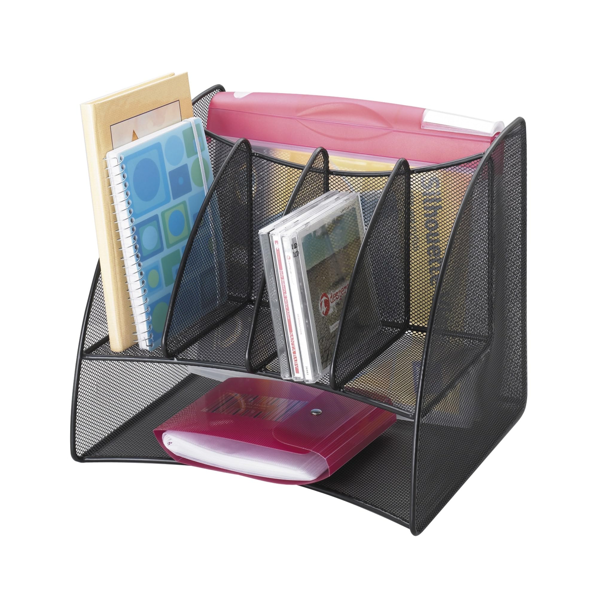 Safco 3261BL Onyx Mesh Corner Organizer - Heavy Duty Steel Mesh Desk & Office Storage Organizer, 13