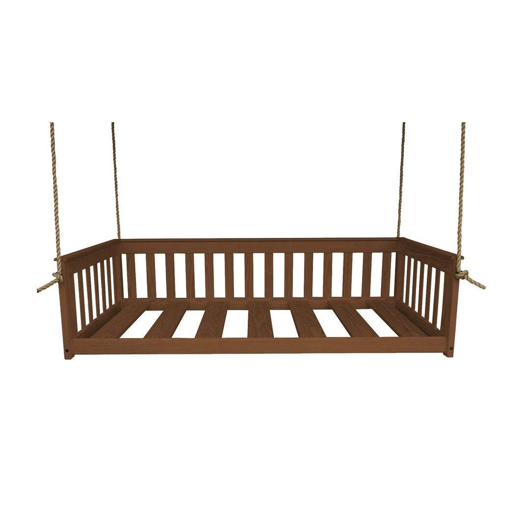 Twin Mission Hanging Daybed with Rope - Outdoor Porch Swing Bed for Patio, Garden, and Backyard Relaxation