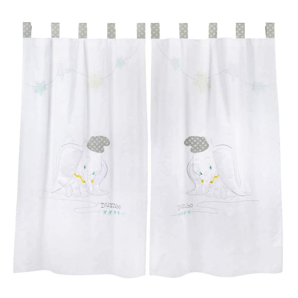 Dumbo Nursery Curtains for Baby Crib - Soft White Elephant Window Treatment | Perfect for Disney-Themed Baby Rooms & Nursery Decor