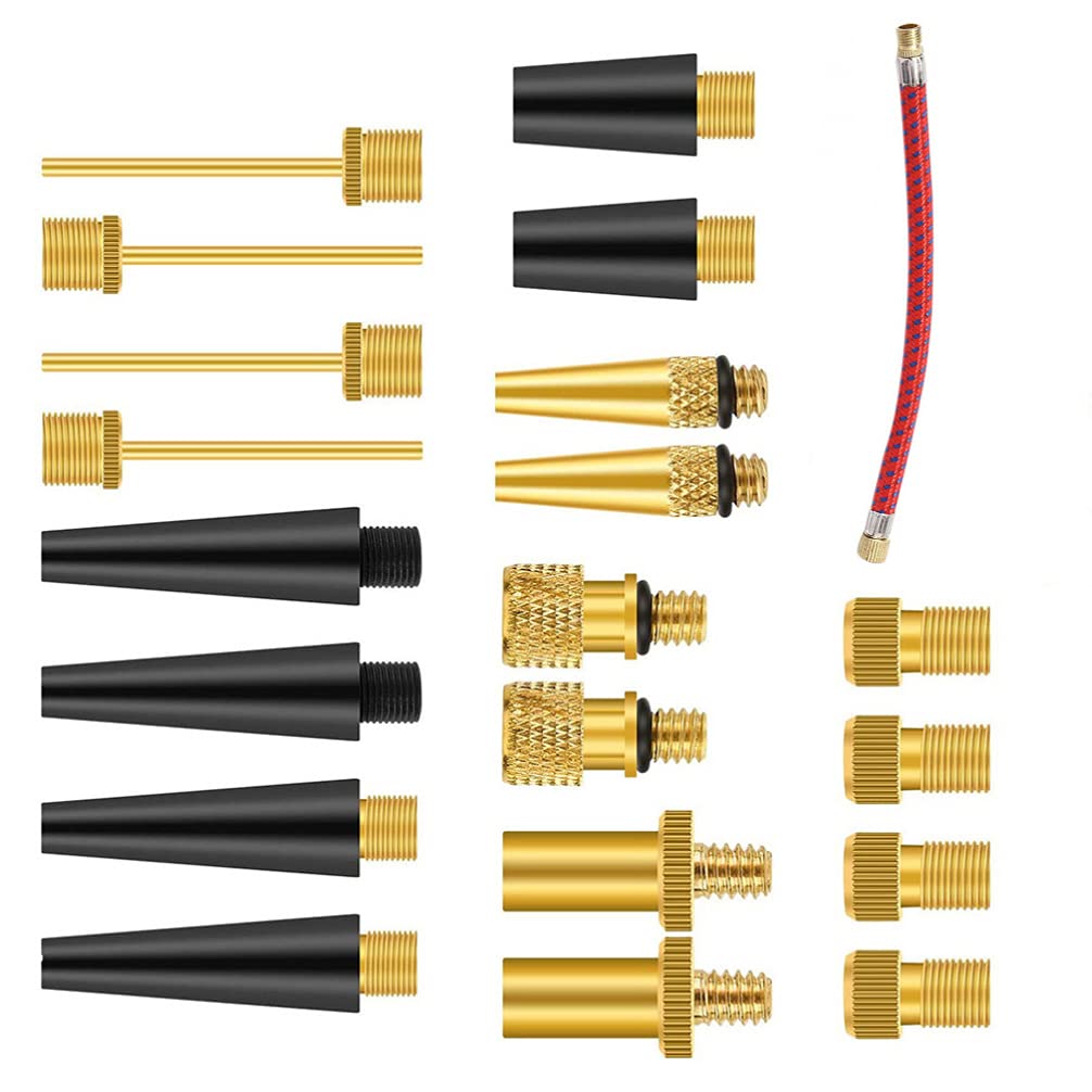 BESPORTBLE 21-Piece Bike Pump Adapter Set - Valve Adapters, Tire Inflator Needles & Accessories for Road/Mountain Bikes | Perfect for Cycling, Commuting & Outdoor Adventures